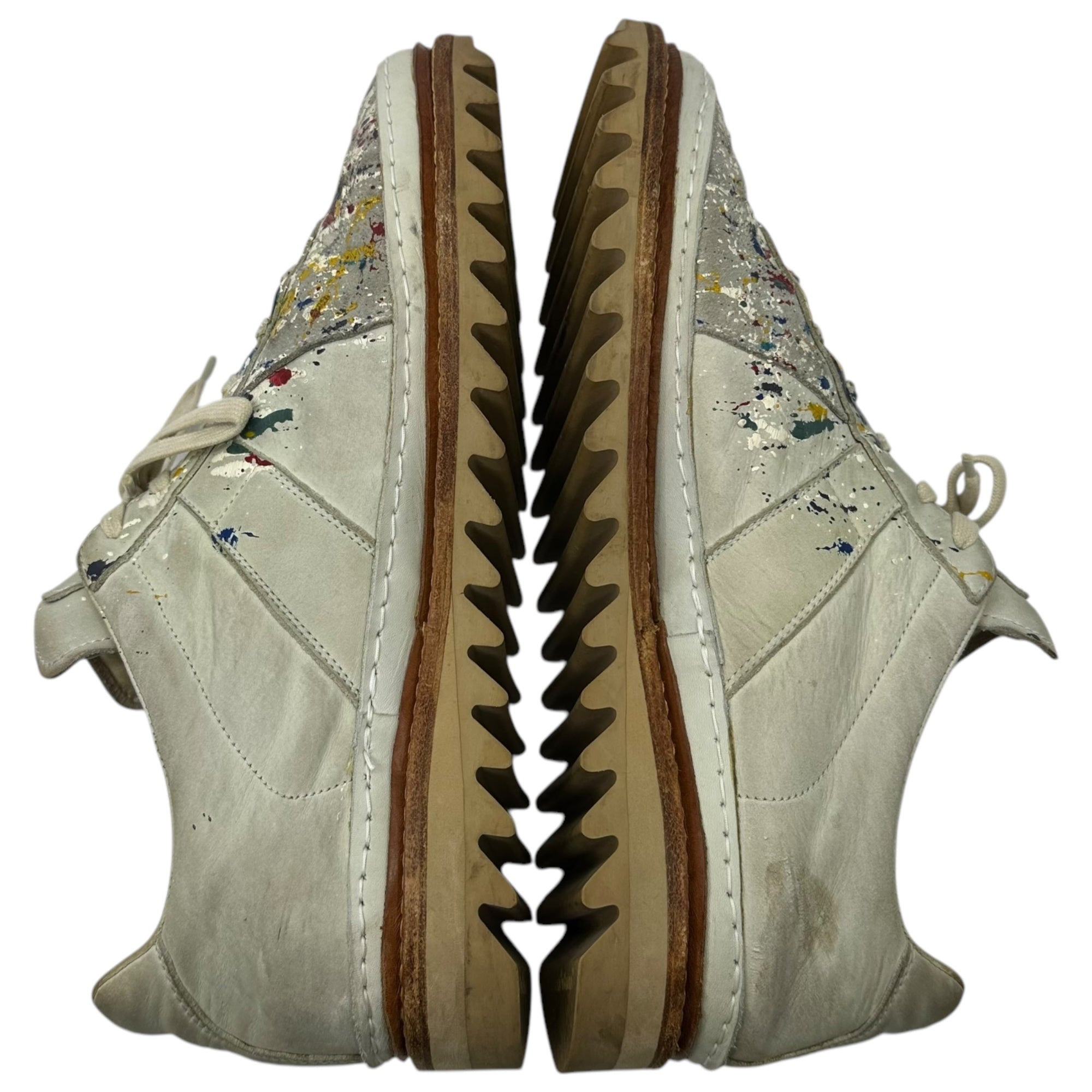 Maison Martin Margiela(メゾン マルタンマルジェラ) BEANCHETTE GERMAN TRAINER Shark Sole Remake ペンキ 加工 ジャーマントレーナー シャークソール リメイク 44(29cm程度) グレー スニーカー 革靴