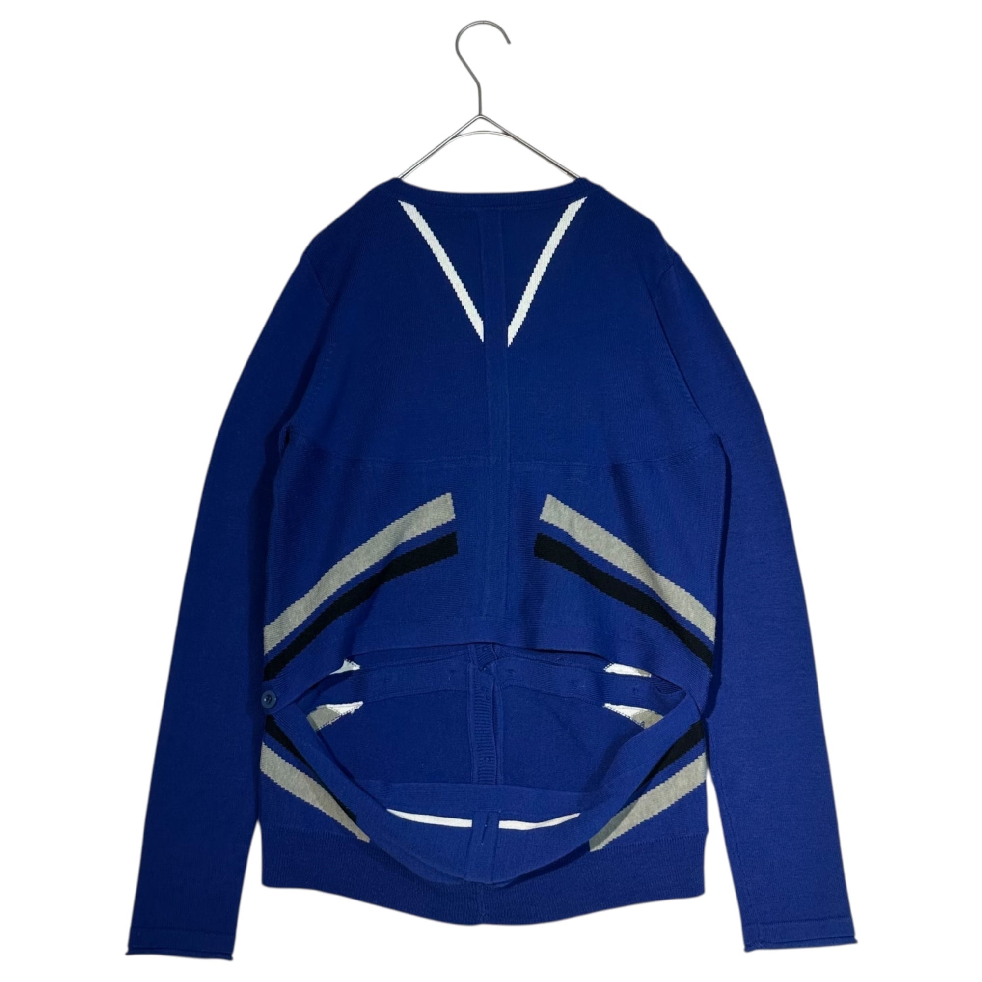 MARITHE FRANCOIS GIRBAUD(マリテフランソワジルボー) 00's 2WAY Cotton Cross Button Gimmick Cardigan コットン ミックス クロス ボタン ギミック ニット カーディガン F5-8246 S ブルー Y2K