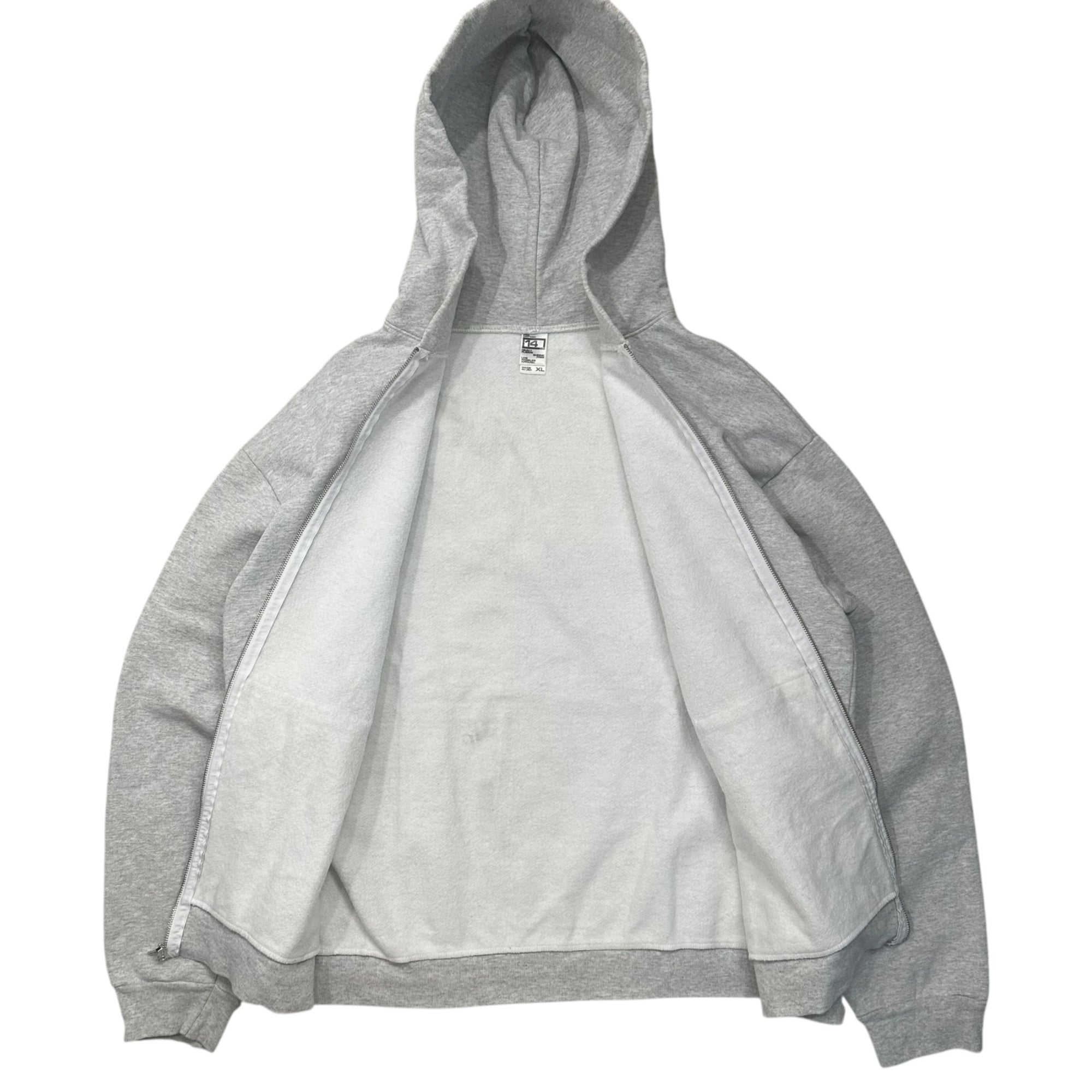 LOS ANGELES APPAREL(ロサンゼルスアパレル) 14oz HEAVY FLEECE HOODED ZIP UP SWEATSHIR ヘビィーウェイト ジップアップ パーカー XL ライトグレー