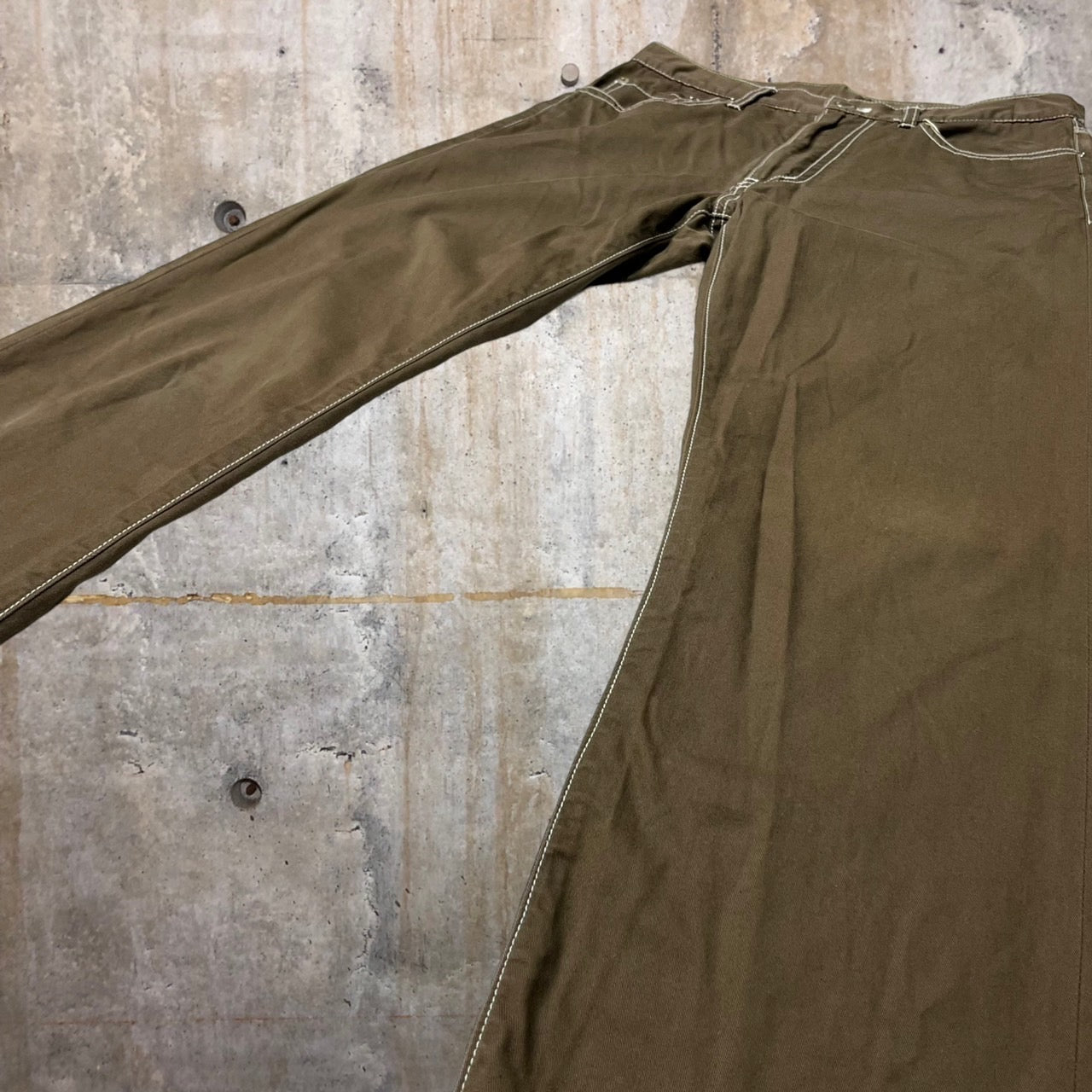 COMME des GARCONS HOMME(コムデギャルソンオム) 00SSホワイトステッチコットンパンツ HP-020425 S ブラウン×ホワイト AD2000 田中オム