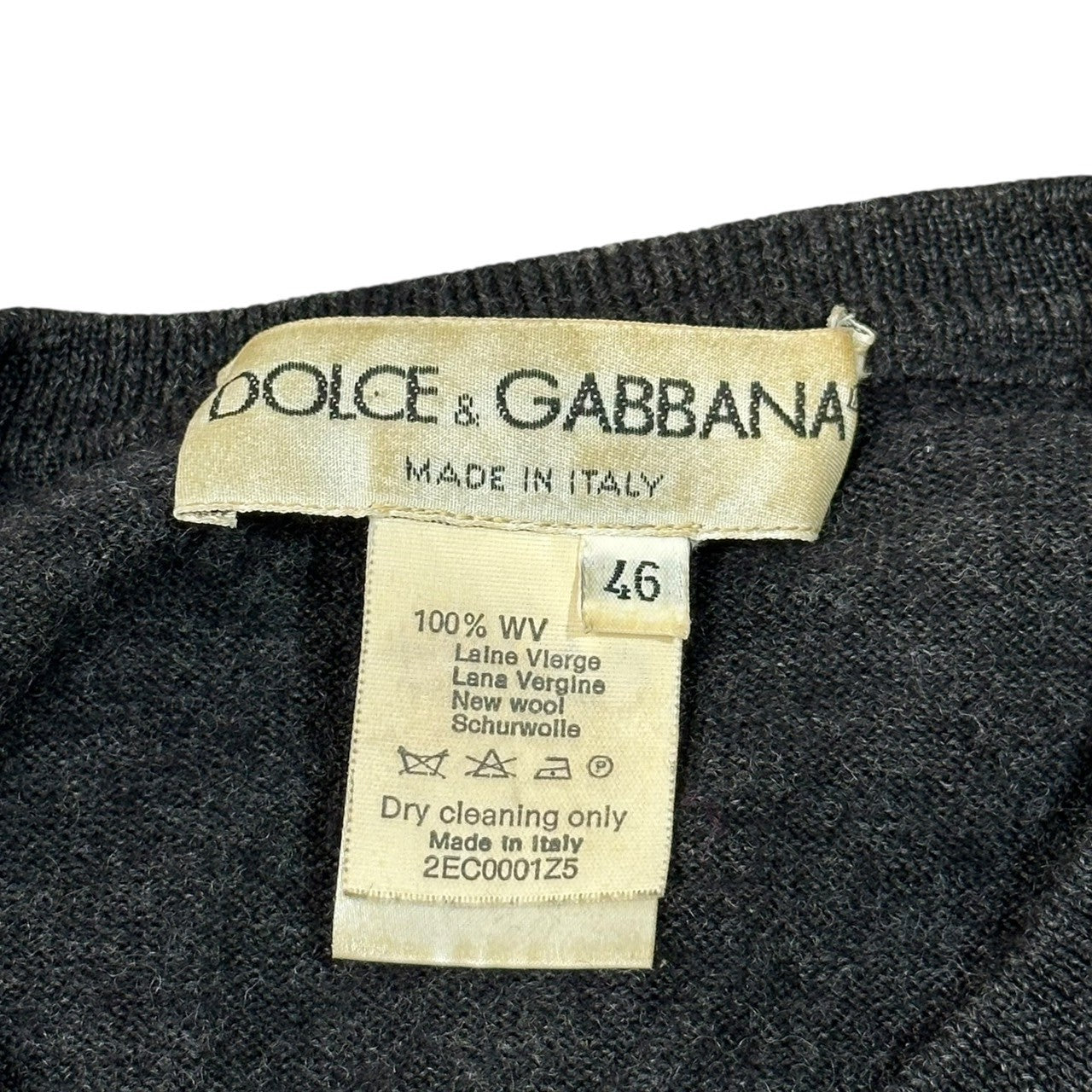 DOLCE&GABBANA(ドルチェ&ガッバーナドルガバ) Wool V-neck knit ウール Vネック ニット 2EC0001Z5 46(S) チャコールグレー