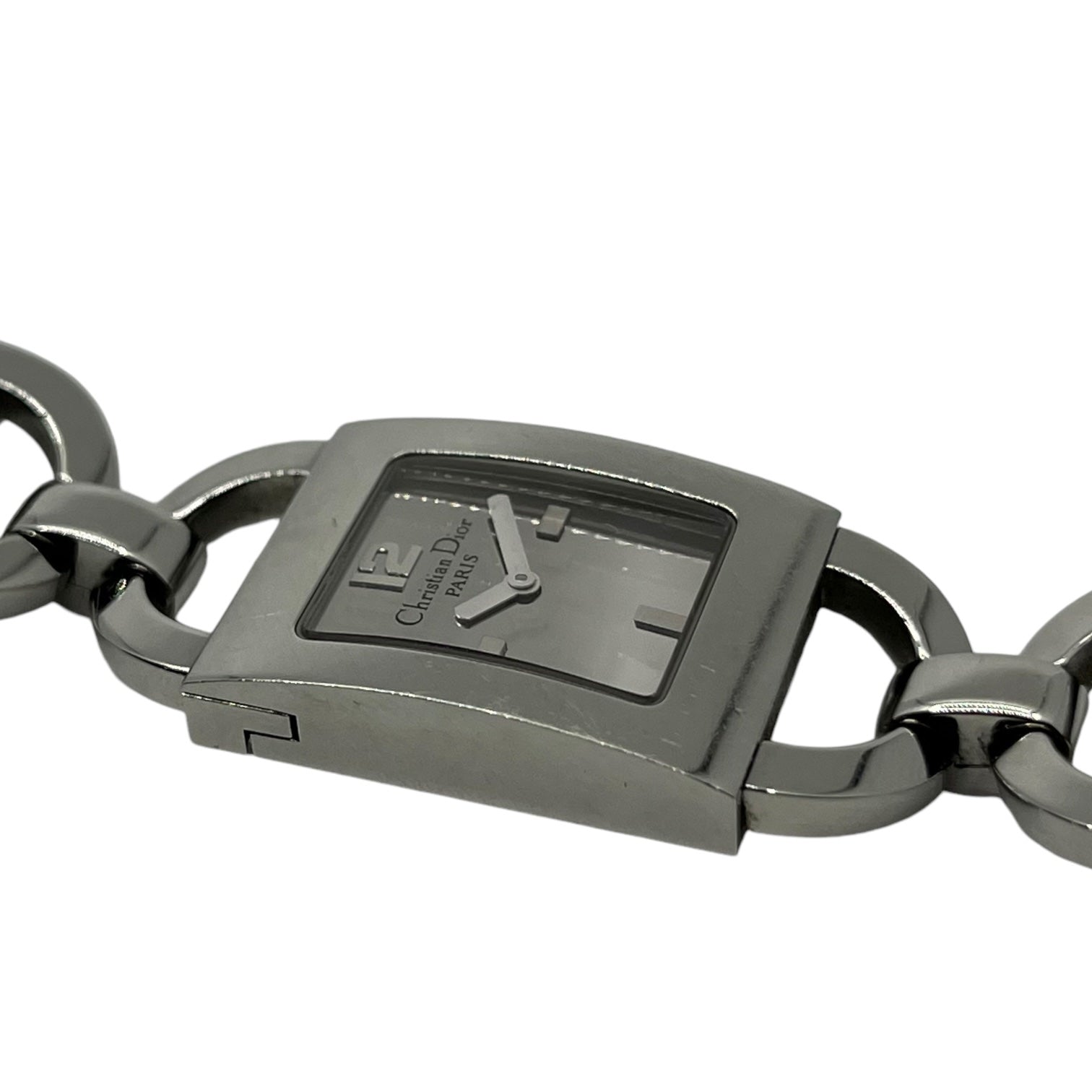 Christian Dior(クリスチャンディオール) CD chain belt watch ロゴ ベルト 腕時計 D78-109 シルバー 1コマ/替レザーベルト付