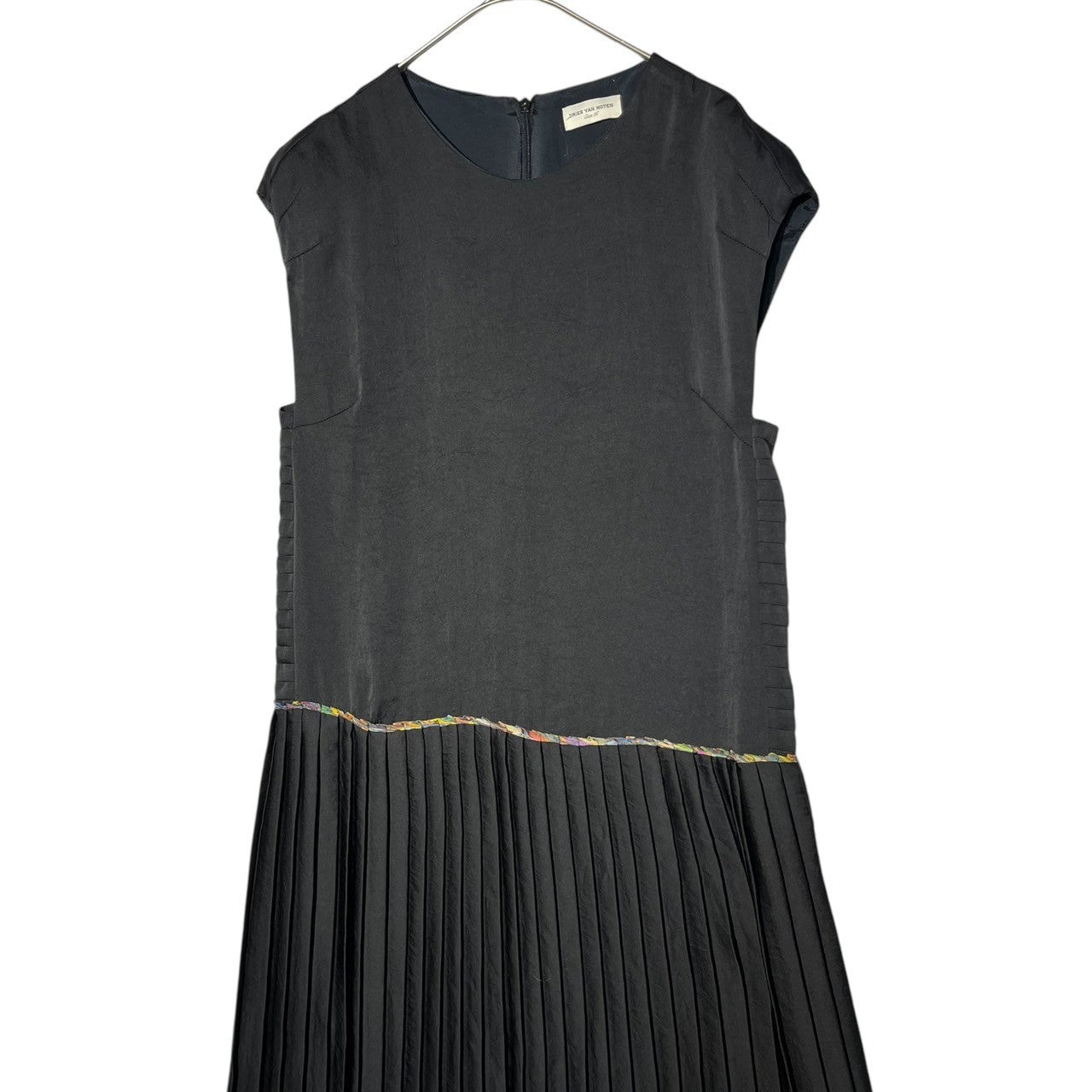 DRIES VAN NOTEN(ドリスヴァンノッテン) Pleated switching sleeveless dress プリーツ 切替 ノースリーブ ワンピース 36(S) ブラック