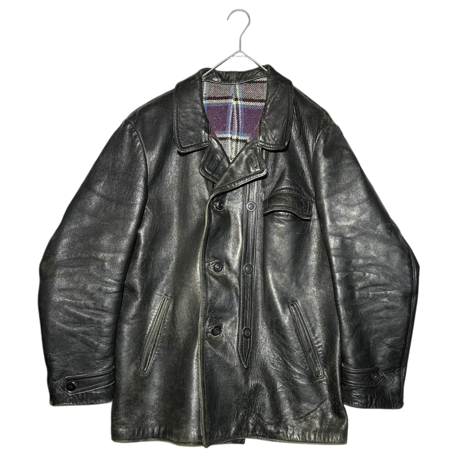 G.V.F(ジーブイエフ) 70's French Vintage Le Corbusier Jacket フレンチ ヴィンテージ コルビジェ ジャケット 表記無(L程度) ブラック 推定 70年代 ヴィンテージ レザー graulhet社