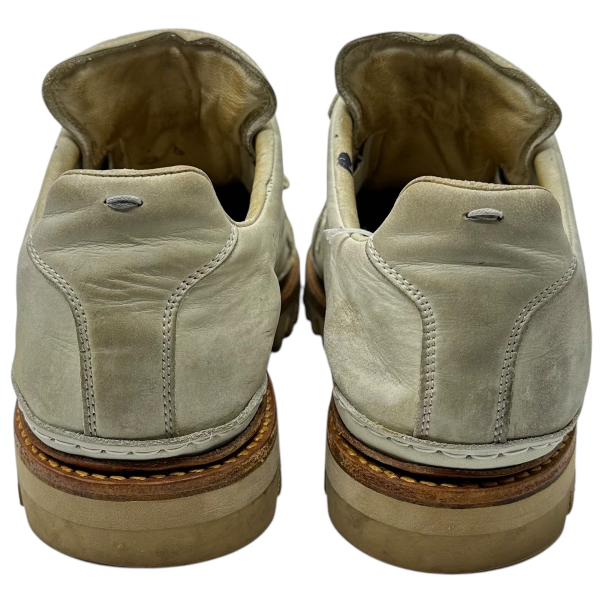 Maison Martin Margiela(メゾン マルタンマルジェラ) BEANCHETTE GERMAN TRAINER Shark Sole Remake ペンキ 加工 ジャーマントレーナー シャークソール リメイク 44(29cm程度) グレー スニーカー 革靴