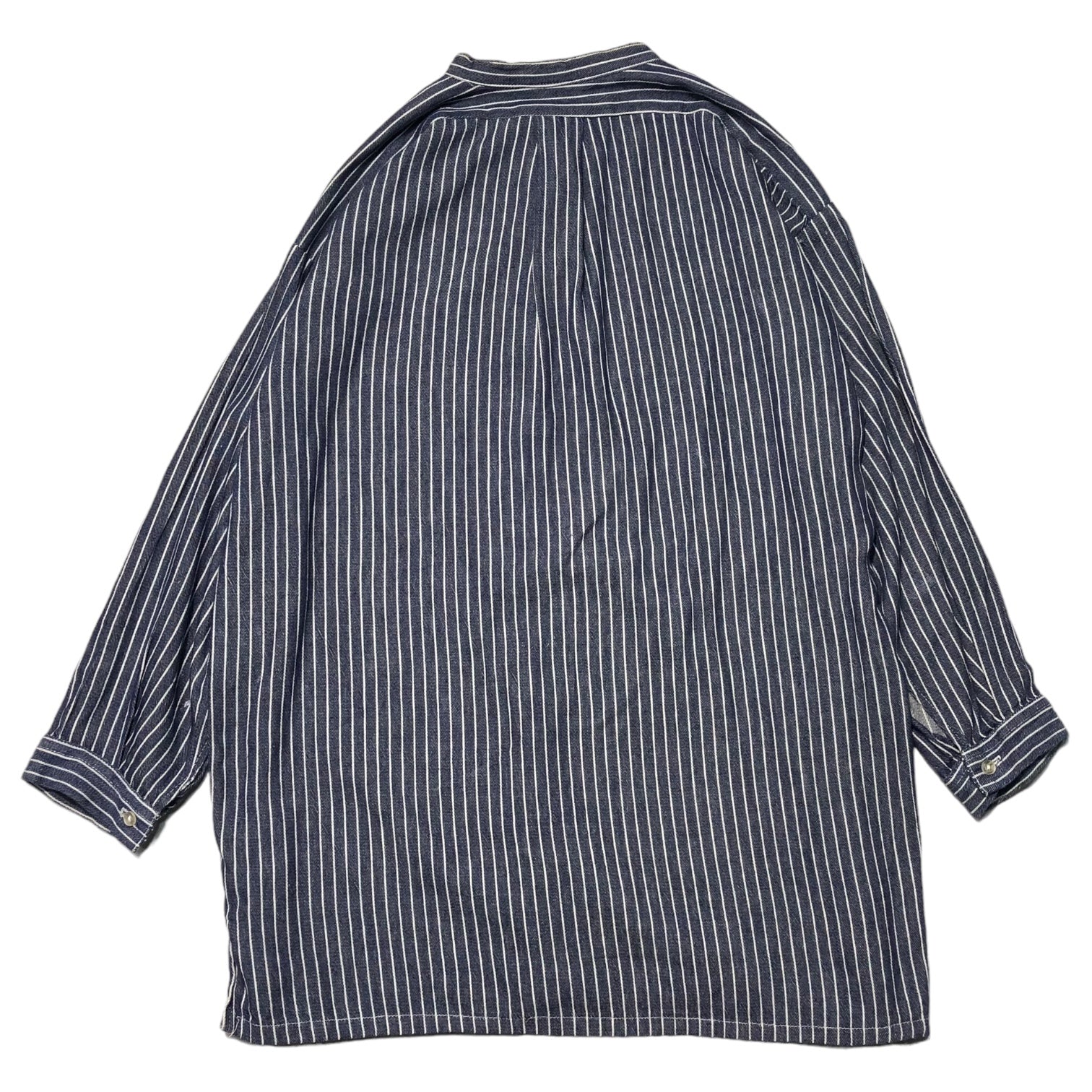 J.G.EISEL GMBH&CO(アイゼル) 70's ~ 80's german work cotton striped shirt ドイツ ワーク コットン ストライプ シャツ 42(XL程度) ネイビー