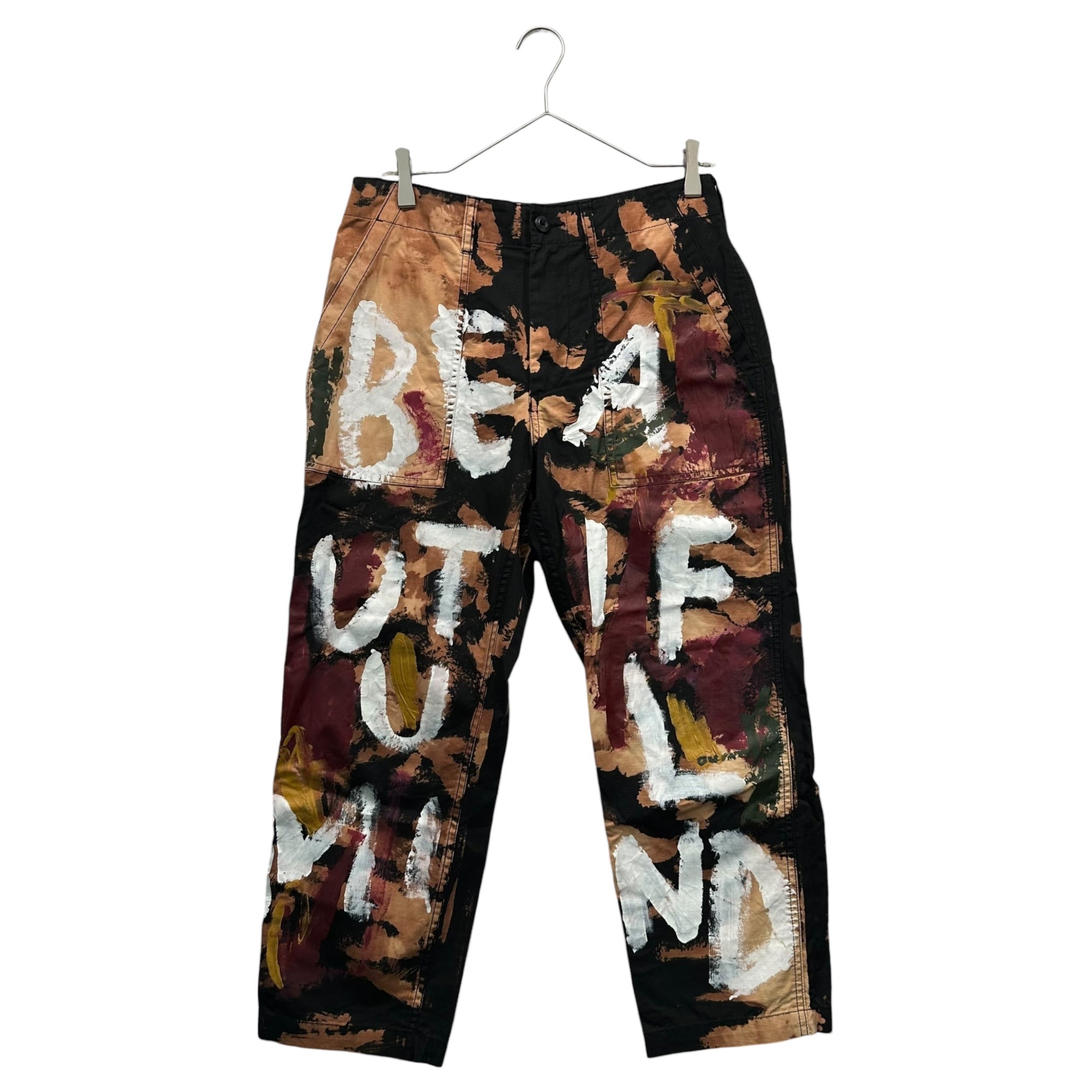 guernika(ゲルニカ) Painted Processed Tapered Baker Pants ペイント 加工 テーパード ベイカー パンツ ブラック×ブラウン 品質表示タグ切り取り