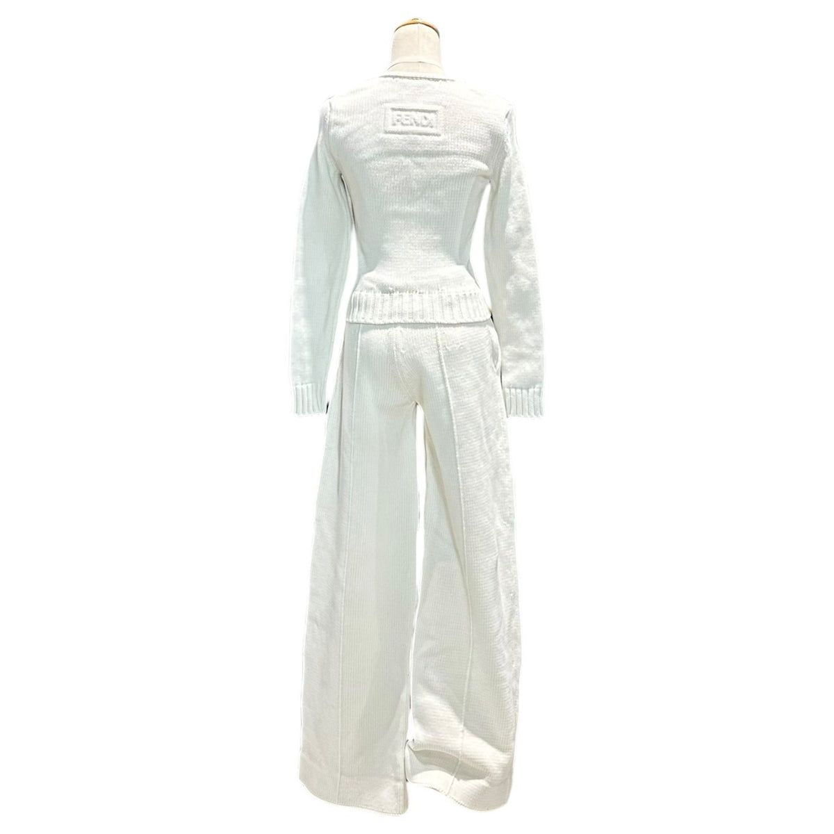 FENDI(フェンディ) 2021SS Fake-Pocket Short-Length Knit & Knit Pants Set-Up フェイク ポケット ショート レングス ニット ニット パンツ セット アップ 12CPF-20-2494 12CPF-20-2495 38 オフホワイト