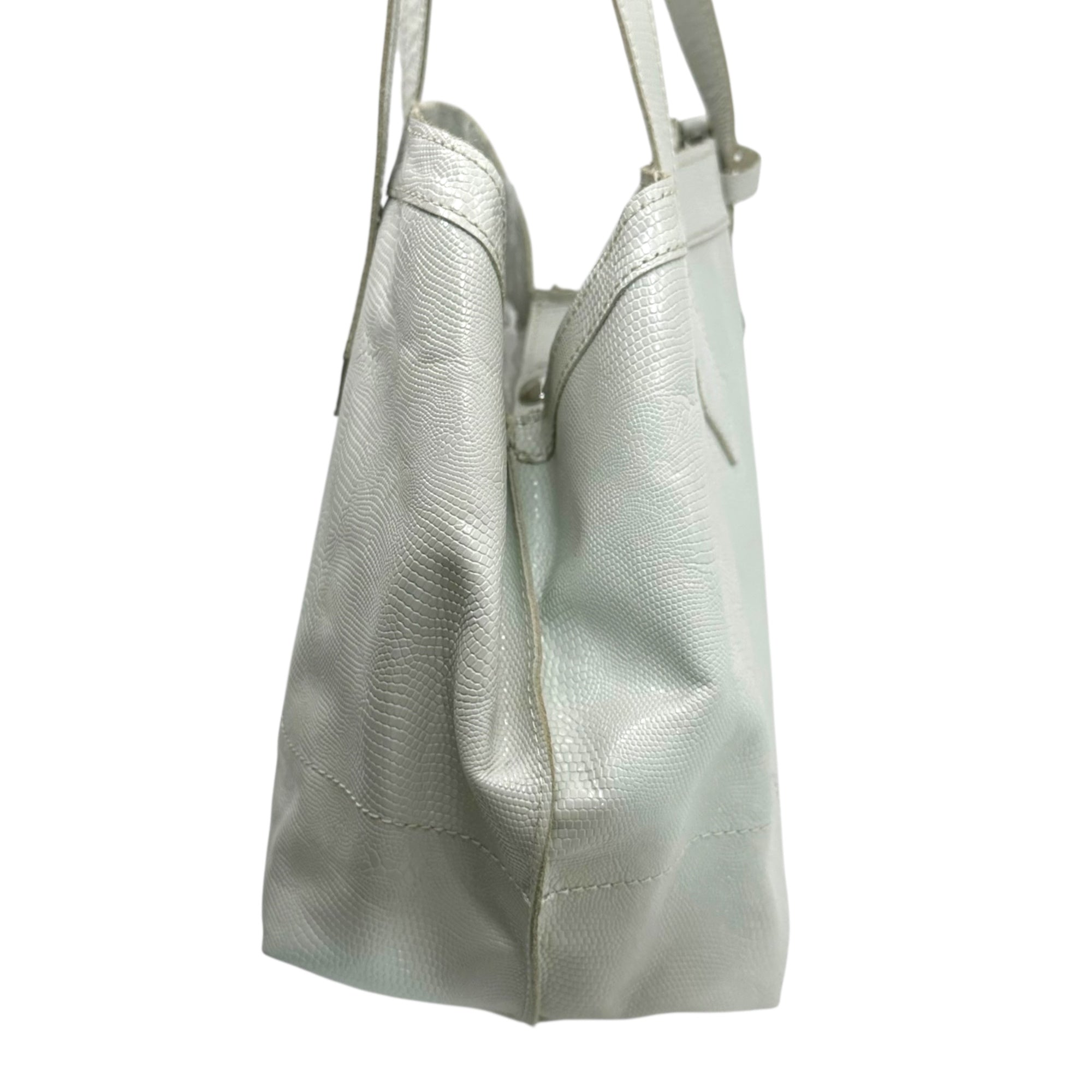 Vivienne Westwood ACCESSORIES(ヴィヴィアンウエストウッドアクセサリー) Orb Logo Crocodile Embossed Leather Tote Bag オーブ ロゴ クロコ 型押し レザー トート バッグ ホワイト ハンド 肩掛け