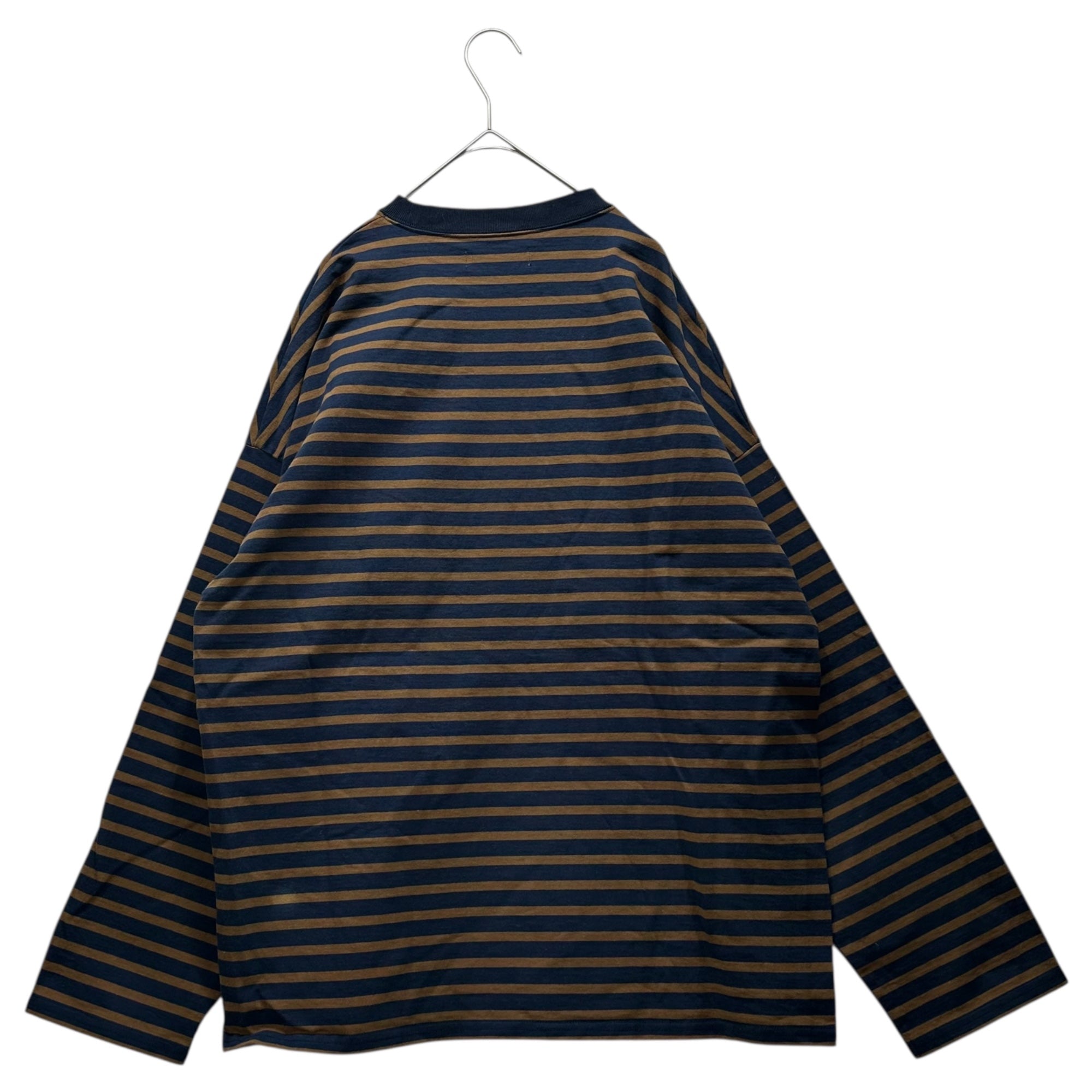 marka(マーカ) 22AW OVERSIZE TEE L/S ORGANIC COTTON オーバーサイズ 長袖 オーガニック コットン ボーダー Tシャツ M22D-04CS01C 1 ネイビー×ブラウン カットソー
