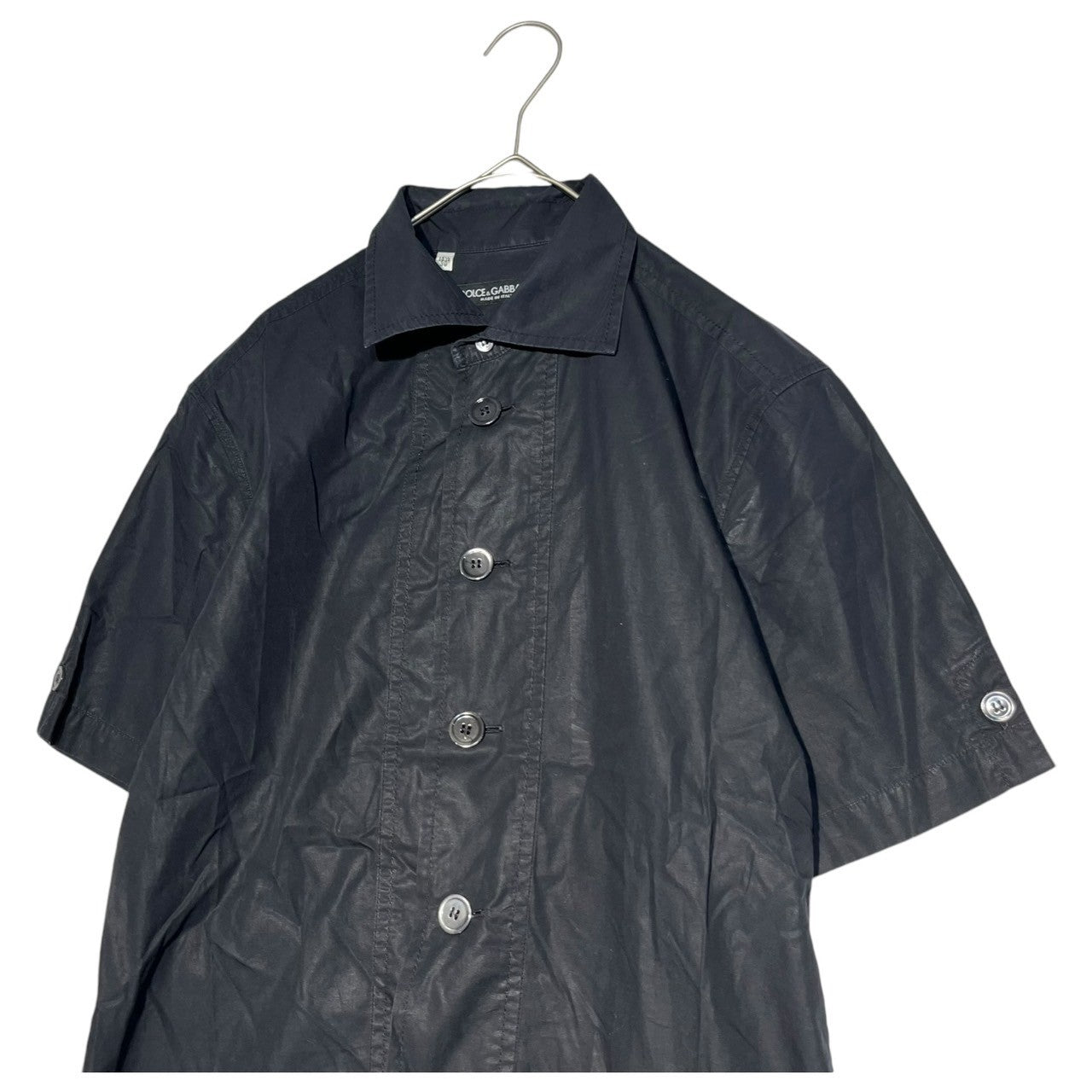 DOLCE&GABBANA(ドルチェ&ガッバーナドルガバ) BIG button S/S shirt ビッグ ボタン 半袖 シャツ G5CJ0T FU5K9 15 1/2 /39 ブラック