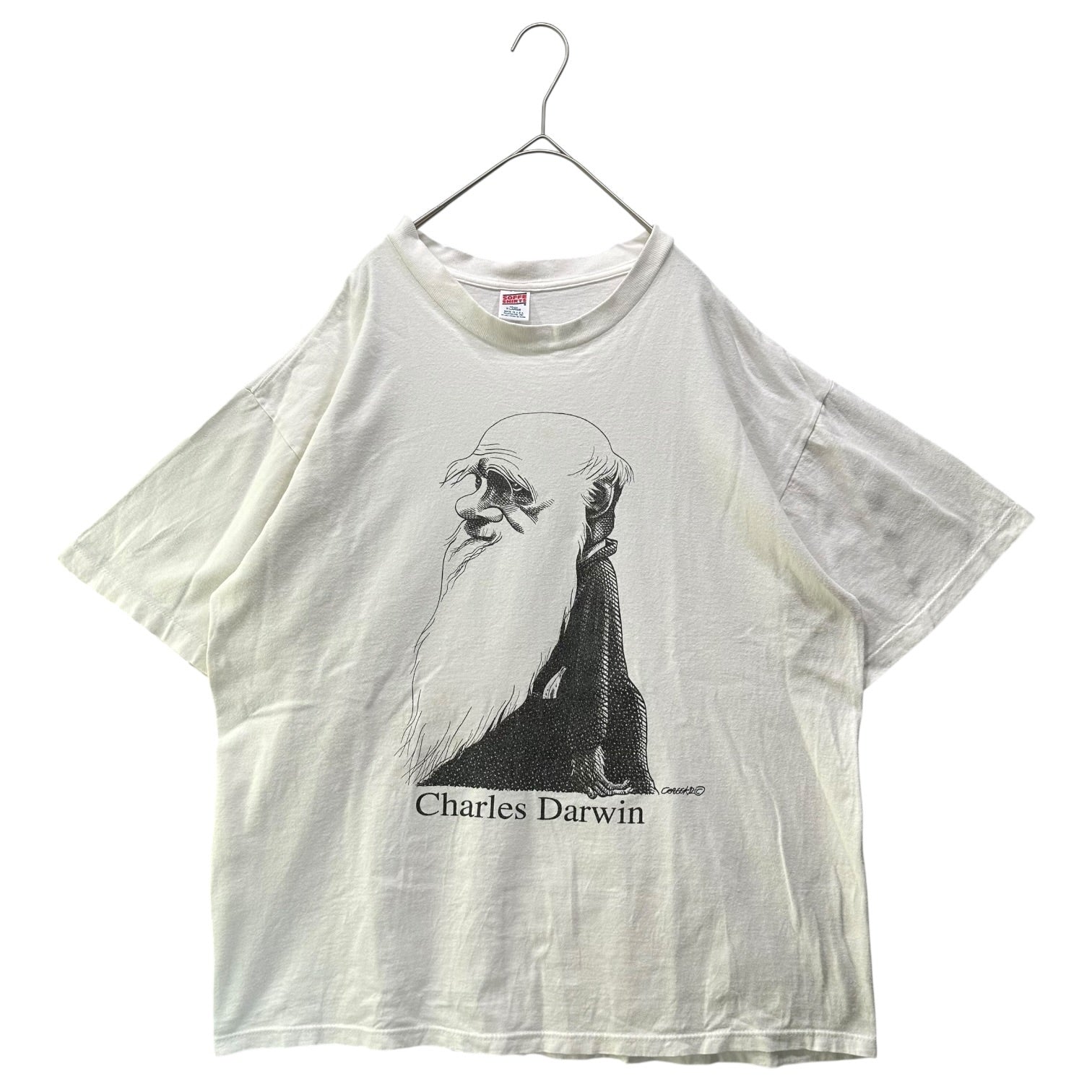 Largely Literary Series(ラージリー リテラリー シリーズ) 90's Charles Darwin Print T-Shirt 90年代 チャールズ ダーウィン プリント Tシャツ XL ホワイト×ブラック SOFFE SHIRTボディ ヴィンテージ 稀少品