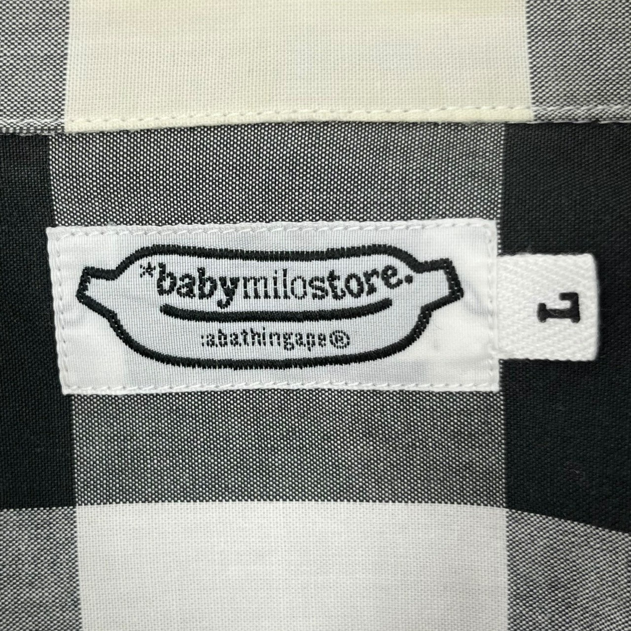 A BATHING APE(アベイシングエイプ) 00's baby milo logo check L/S shirt ベイビー マイロ チェック 長袖 シャツ L ブラック×ホワイト