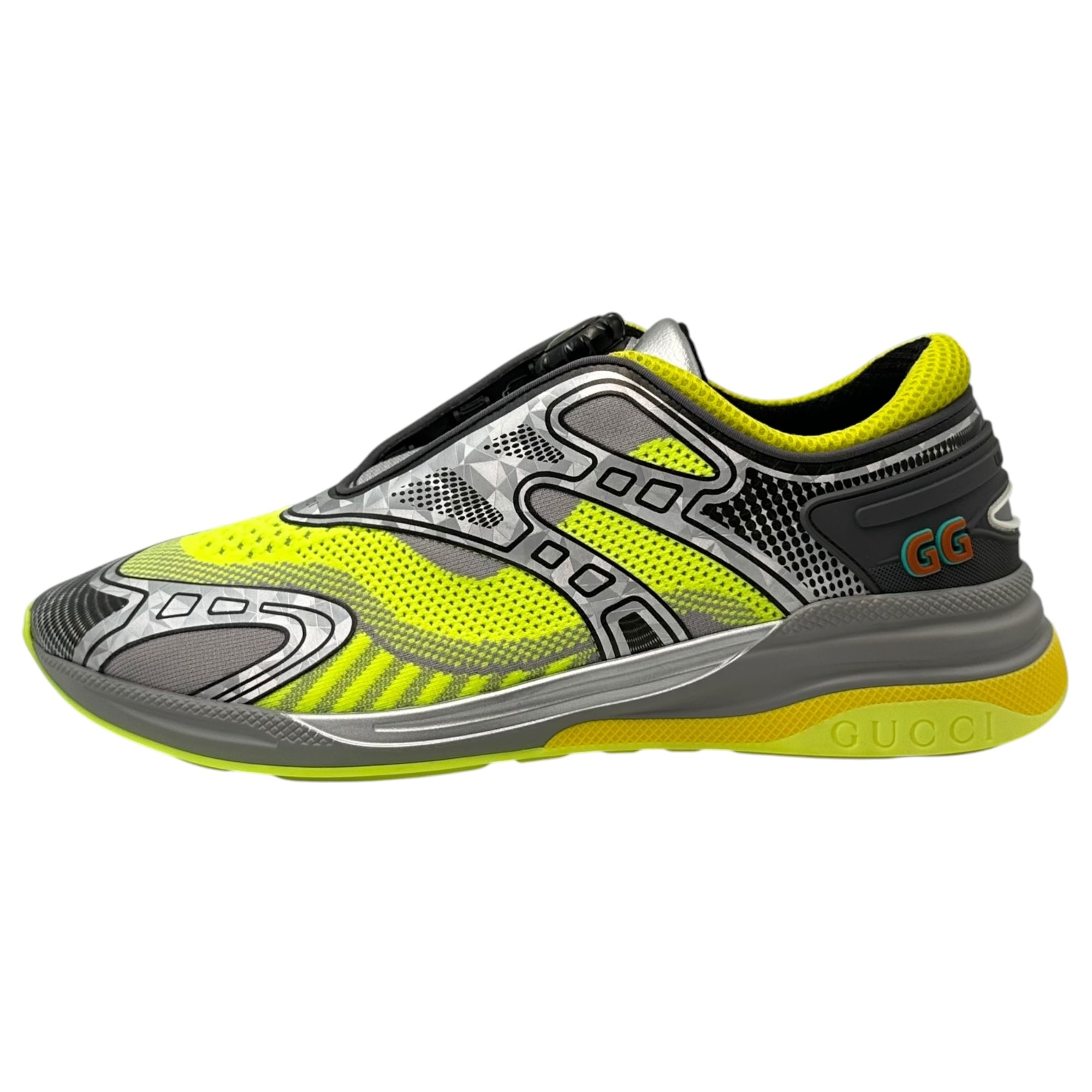 GUCCI(グッチ) 20SS Ultrapace R Mismatched - Neon Pink Yellow ウルトラペース R ワイヤー ダイヤル スニーカー 623151 8(27cm程度) イエロー×ピンク ディスク アシンメトリー