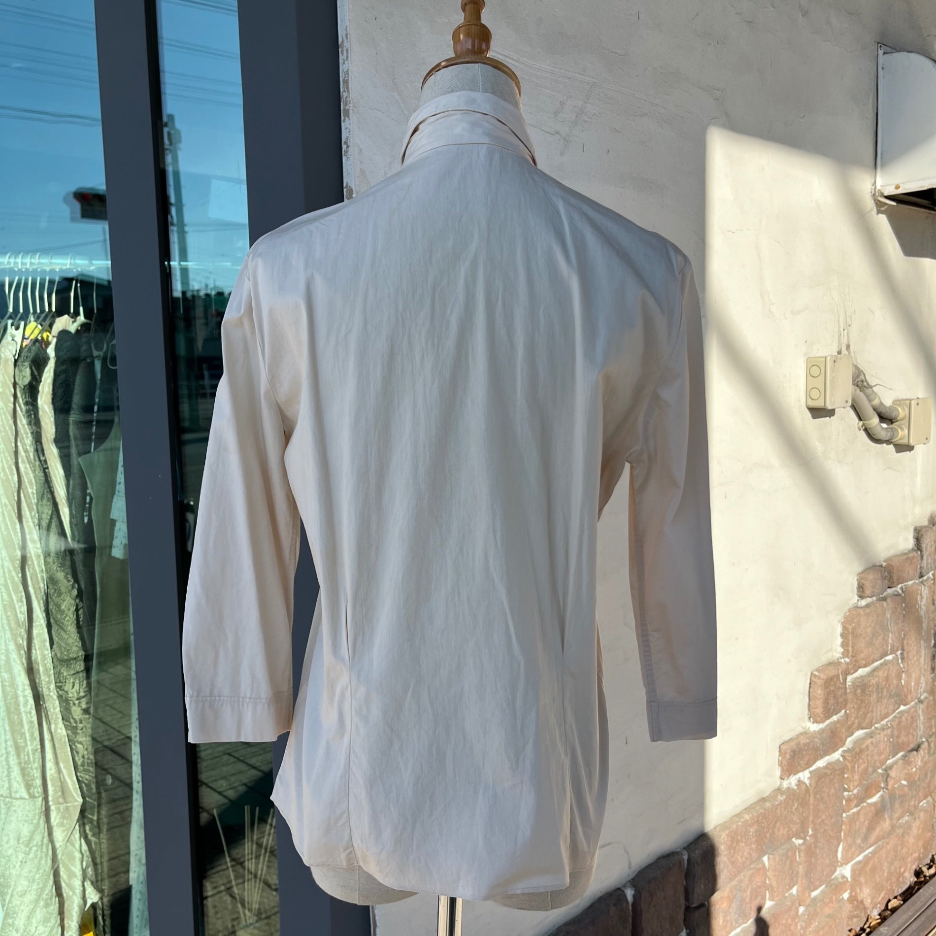 VINTAGE(ヴィンテージ) 60's~ center design long sleeve shirt センターデザイン長袖シャツ M~L程度 ベージュ×ブラウン