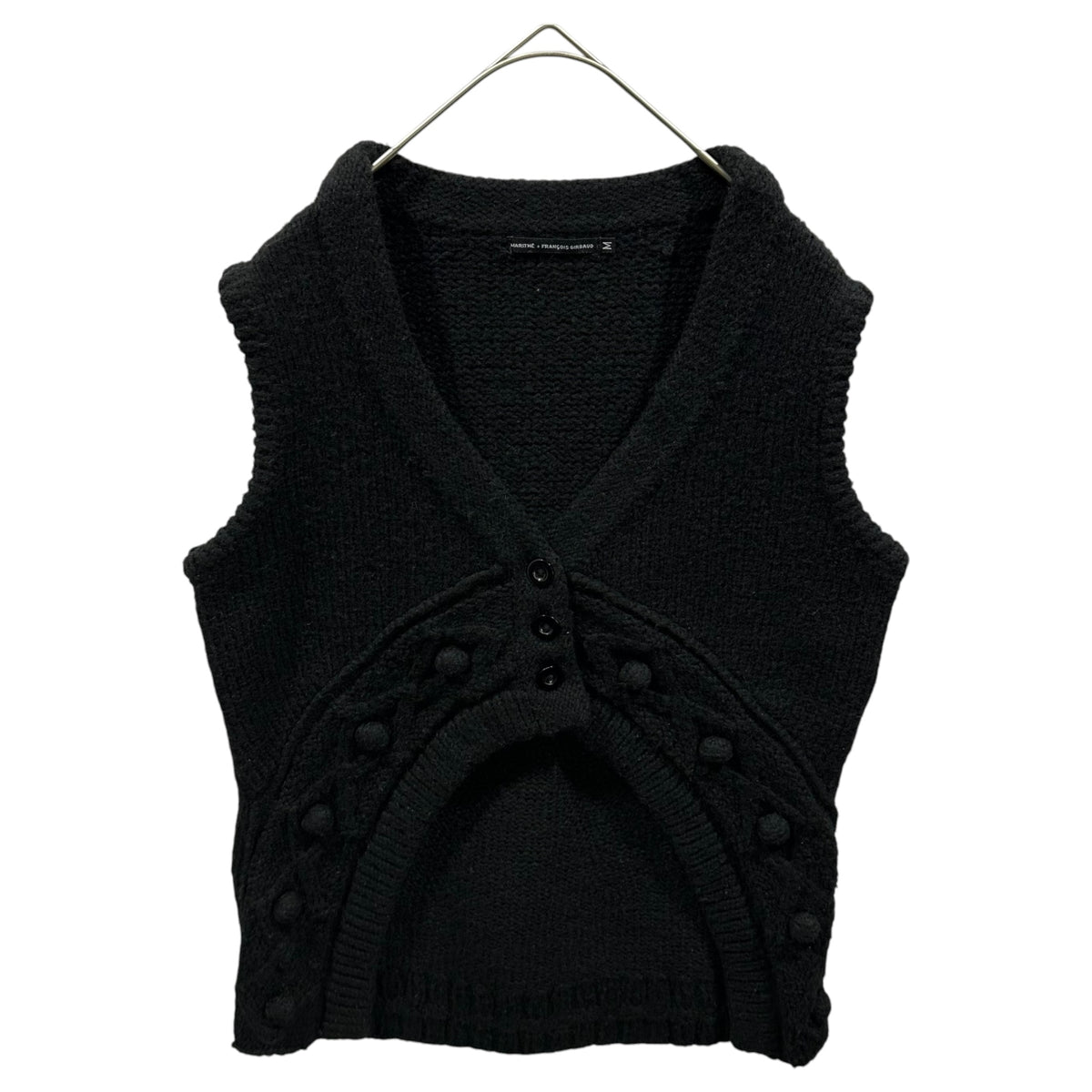 MARITHE FRANCOIS GIRBAUD(マリテフランソワジルボー) Deformed-Knit Vest 変形 ニット ベスト F7-8225 M ブラック