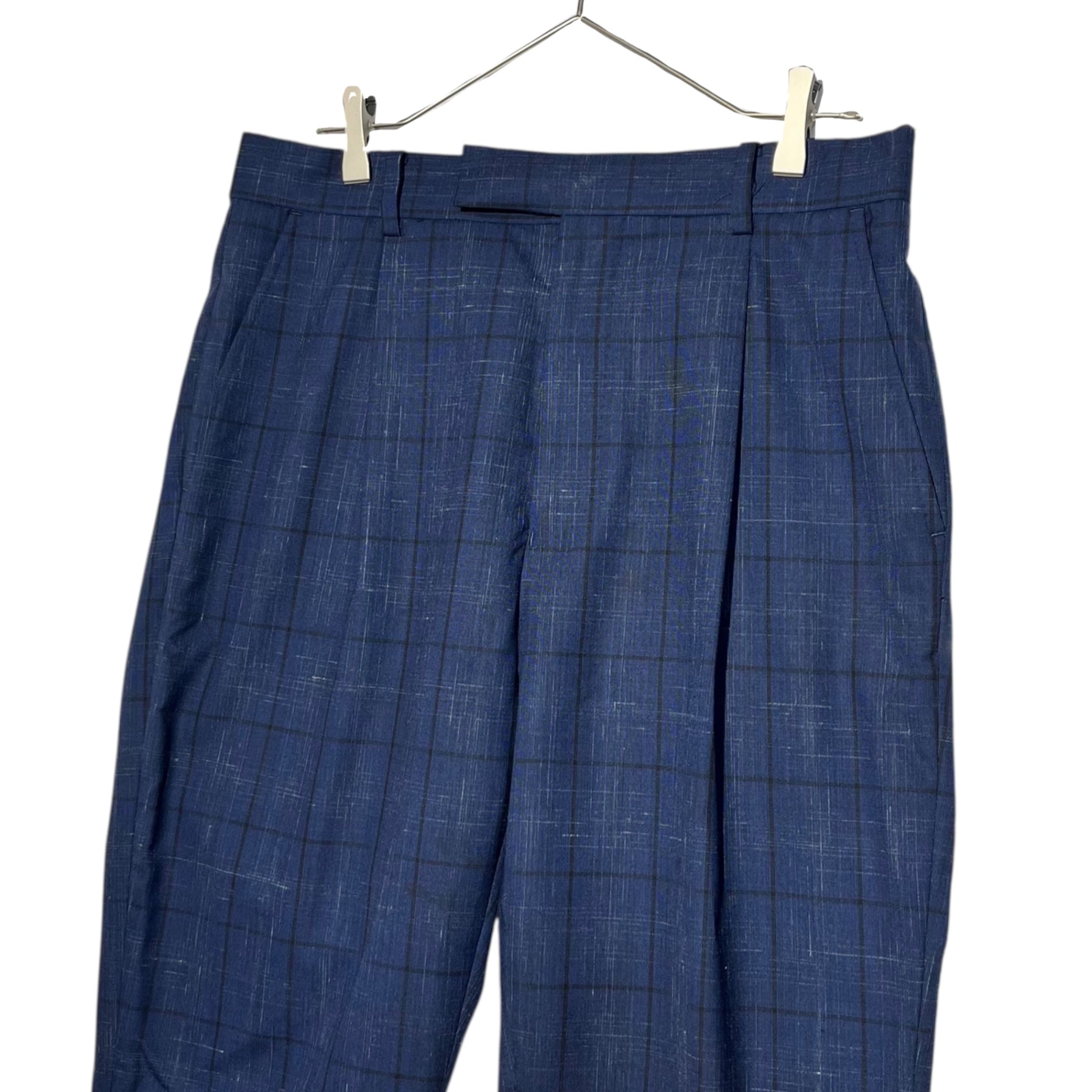 WACKO MARIA(ワコマリア) DORMEUIL CHECK PLEATED TROUSERS チェック テーパード トラウザー パンツ M ネイビー スラックス DORMEUIL生地 タック GUILTY PARTIES