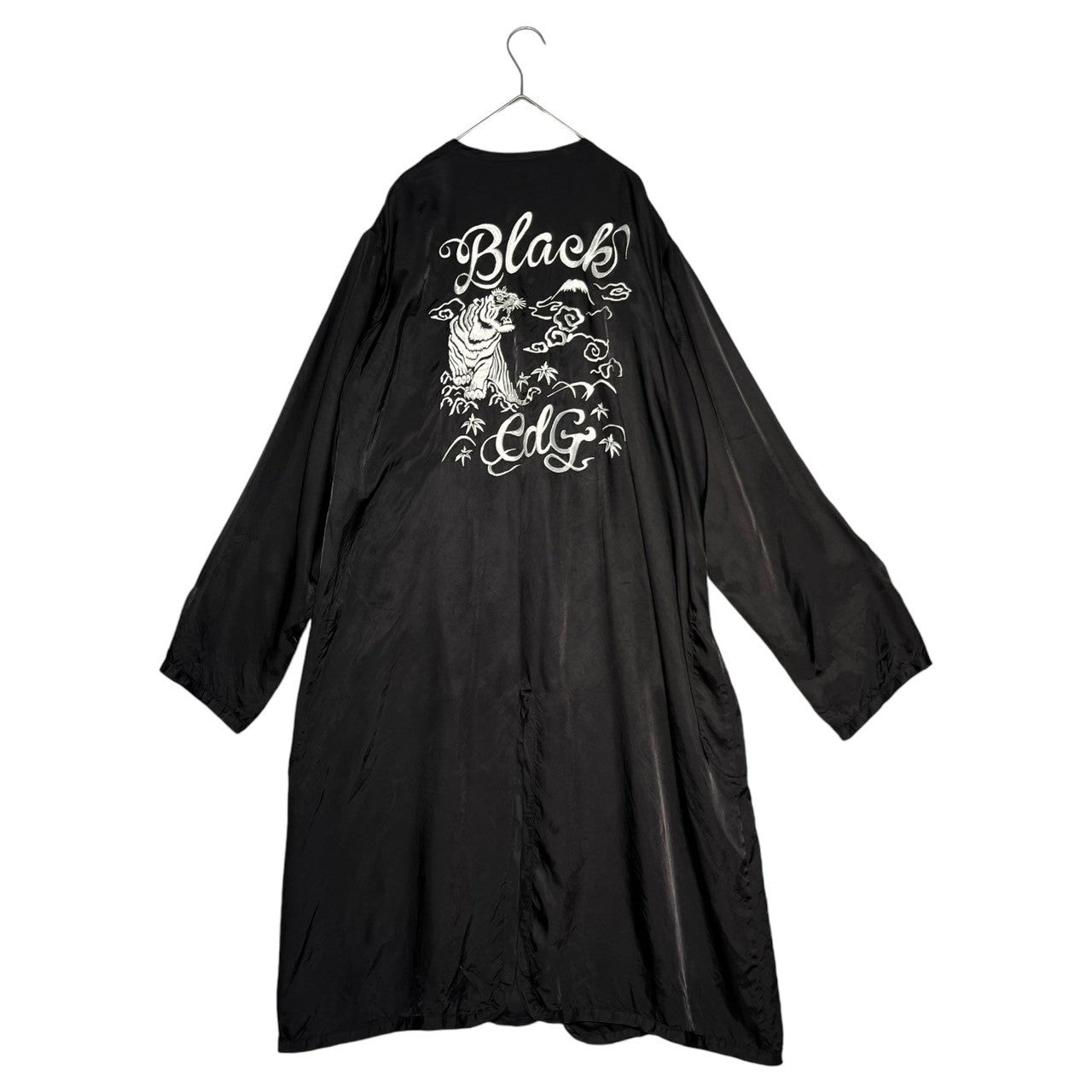 BLACK COMME des GARCONS(ブラックコムデギャルソン) 21SS Product washing back embroidery  long liner coat 製品洗いバック刺繍ロングライナーコート 1G-C005 S ブラック AD2020