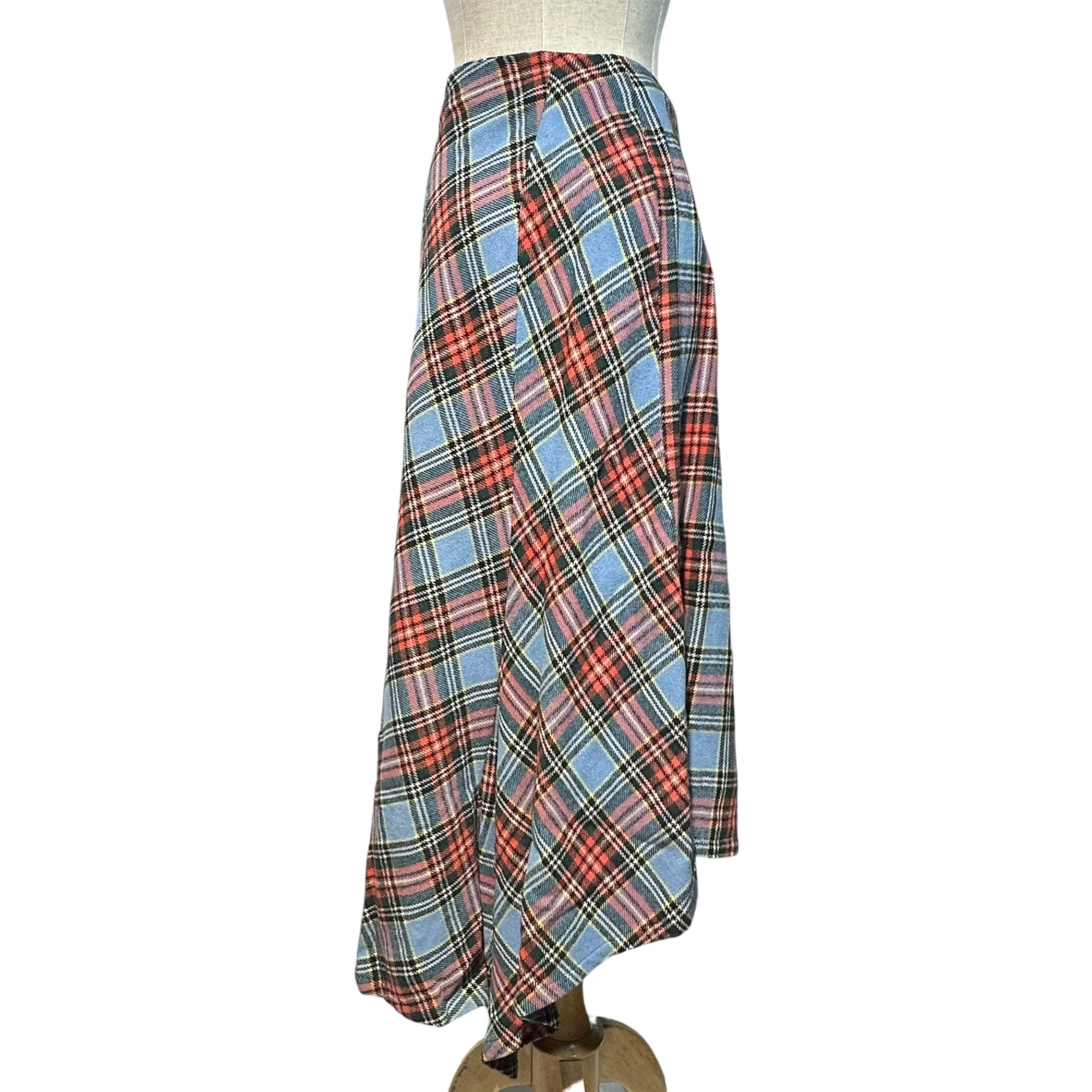 Y's(ワイズ) Checked long wool skirt pants チェック柄 ロング ウール スカートパンツ YL-S34-905 3(L程度) ブルー×レッド