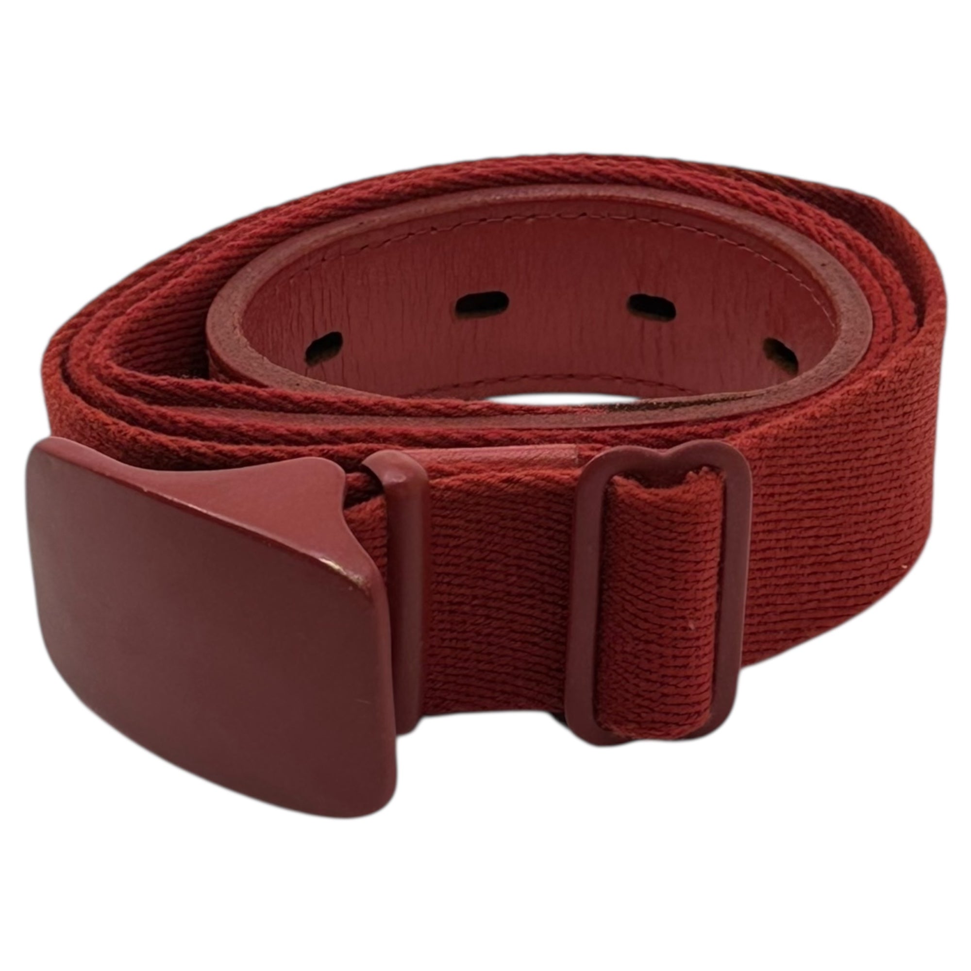 Y's(ワイズ) Canvas and Leather Combination Belt キャンバス レザー 切替 ベルト MZ-F01-S30-2-03 レッド