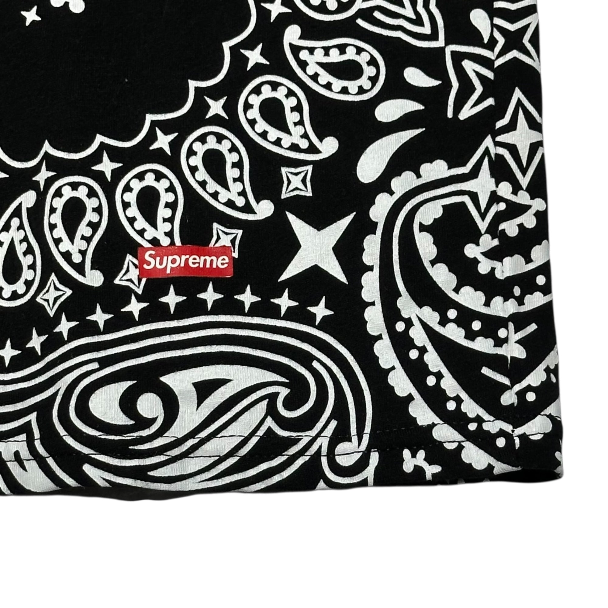 SUPREME(シュプリーム) 22AW Hanes Bandana Tagless Tees バンダナ柄 プリント Tシャツ L ブラック×ホワイト ヘインズ