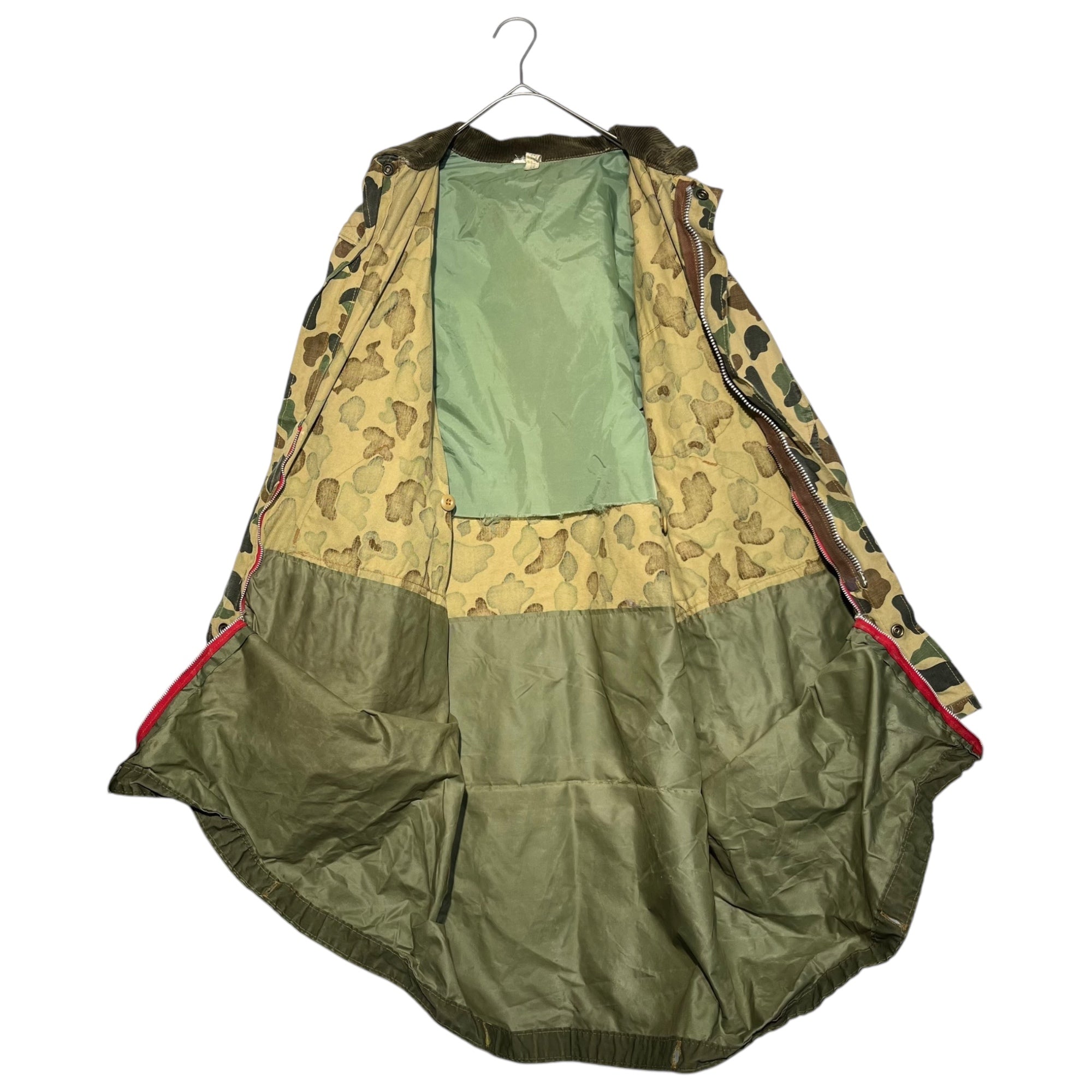 SAFTBAK(サフトバック) 70's~80's Hooded Camo Hunting Jacket フーデッド カモフラ ハンティング ジャケット L程度 カーキ 70年代~80年代 ヴィンテージ 古着 迷彩 コットン