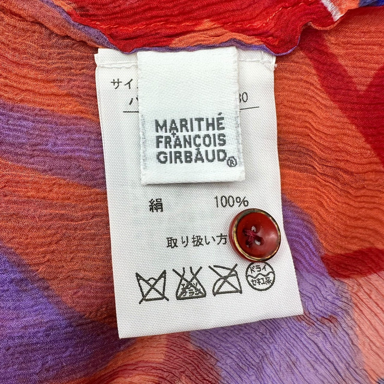 MARITHE FRANCOIS GIRBAUD(マリテフランソワジルボー) 00s all-over silk blouse shirt 総柄 シルク ブラウス シャツ F7-5409 S レッド×ブルー