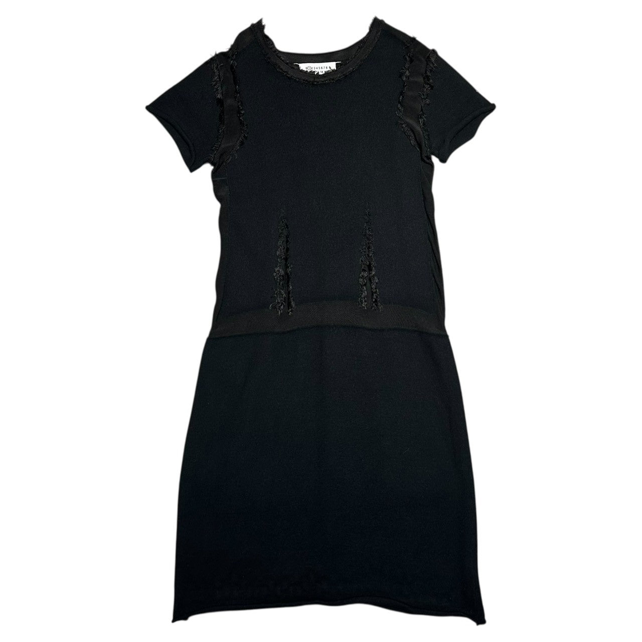 MAISON MARGIELA(メゾンマルジェラ) 16AW french sleeve knit dress フレンチスリーブ フリンジ ニット ワンピース ドレス 切替 S51CT0743 L ブラック
