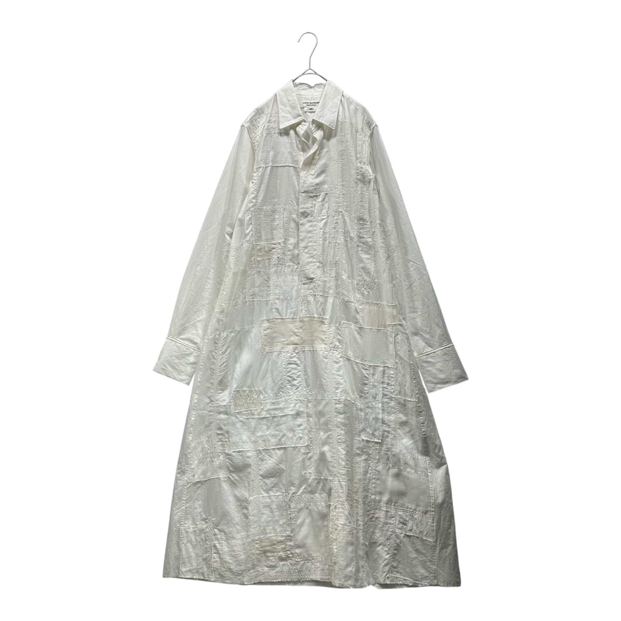 JUNYA WATANABE COMME des GARCONS(ジュンヤワタナベコムデギャルソン) Cotton Ramie Patchwork Skipper Snap-Button Pullover Shirt Dress コットン ラミー パッチワーク スキッパー スナップ ボタン プルオーバー シャツ ワンピース XS オフホワイト