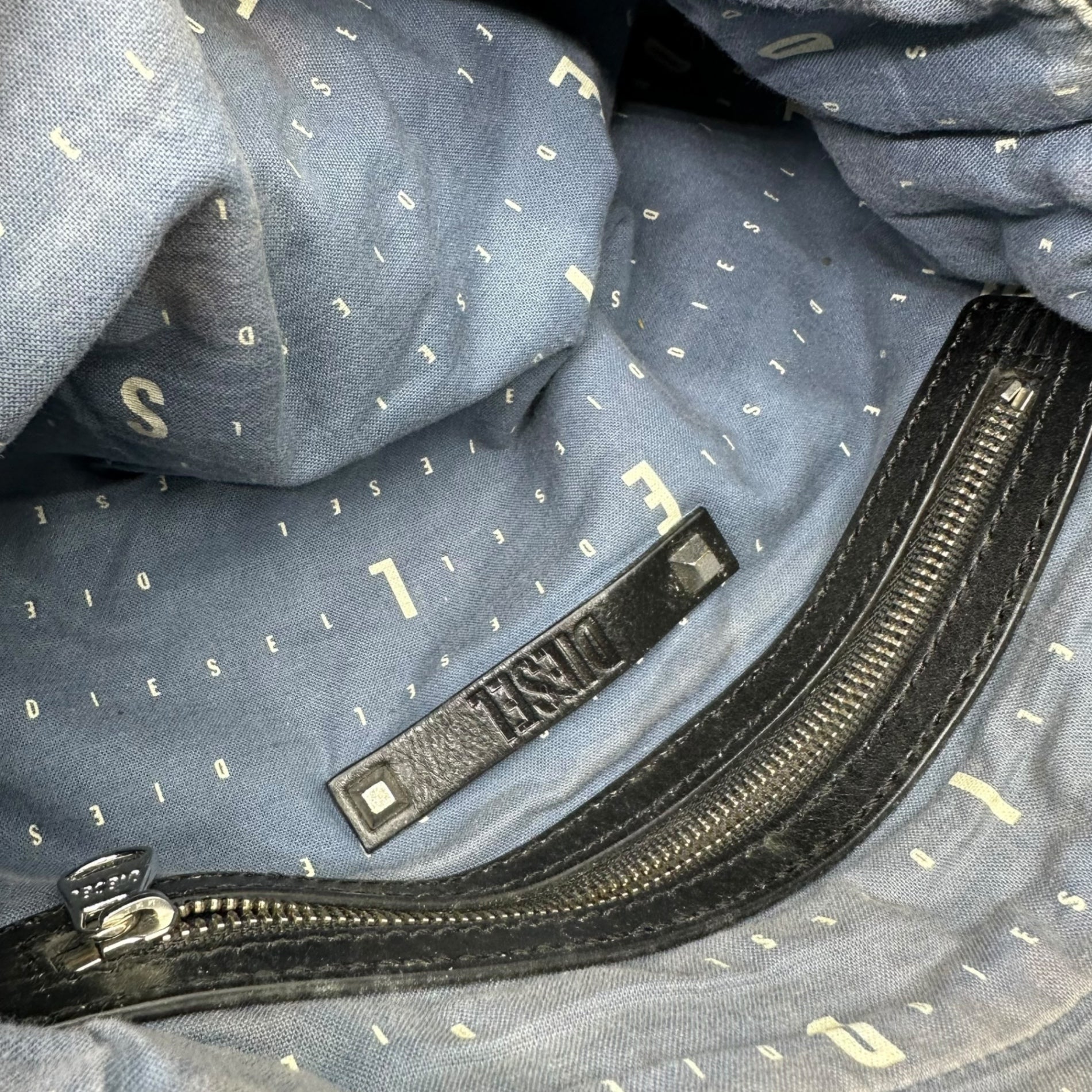 DIESEL(ディーゼル) 00's Denim Leather Studded Shoulder Bag デニム レザー スタッズ ショルダー バッグ インディゴ×ブラック