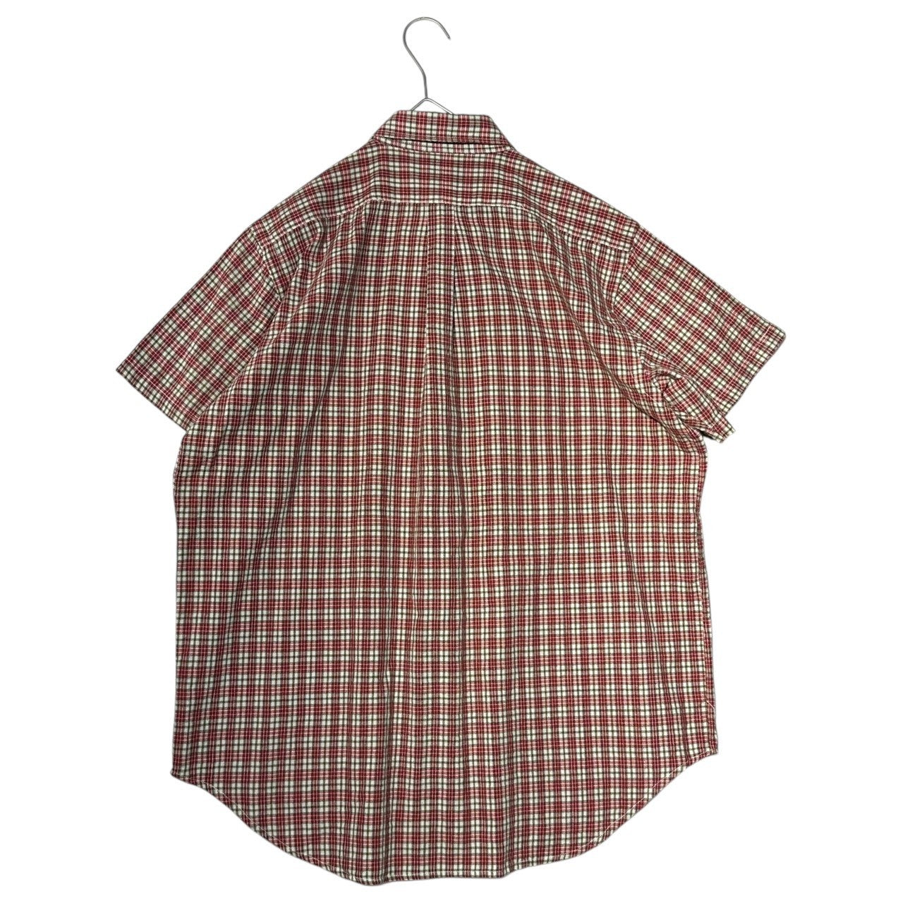POLO RALPH LAUREN(ポロラルフローレン) 90's Pony Logo Embroidery S/S Check Shirt ポニー ロゴ 刺繍 半袖 チェック シャツ L レッド×ホワイト 90年代 ヴィンテージ 古着
