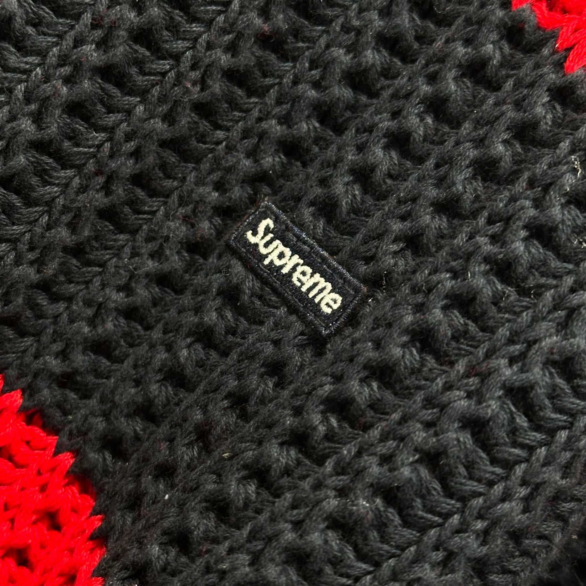 SUPREME(シュプリーム) 25SS Loose Gauge Stripe Small Box Sweater ルーズ ゲージ ストライプ スモール ボックス セーター M ネイビー×レッド ボーダー ニット ロゴ