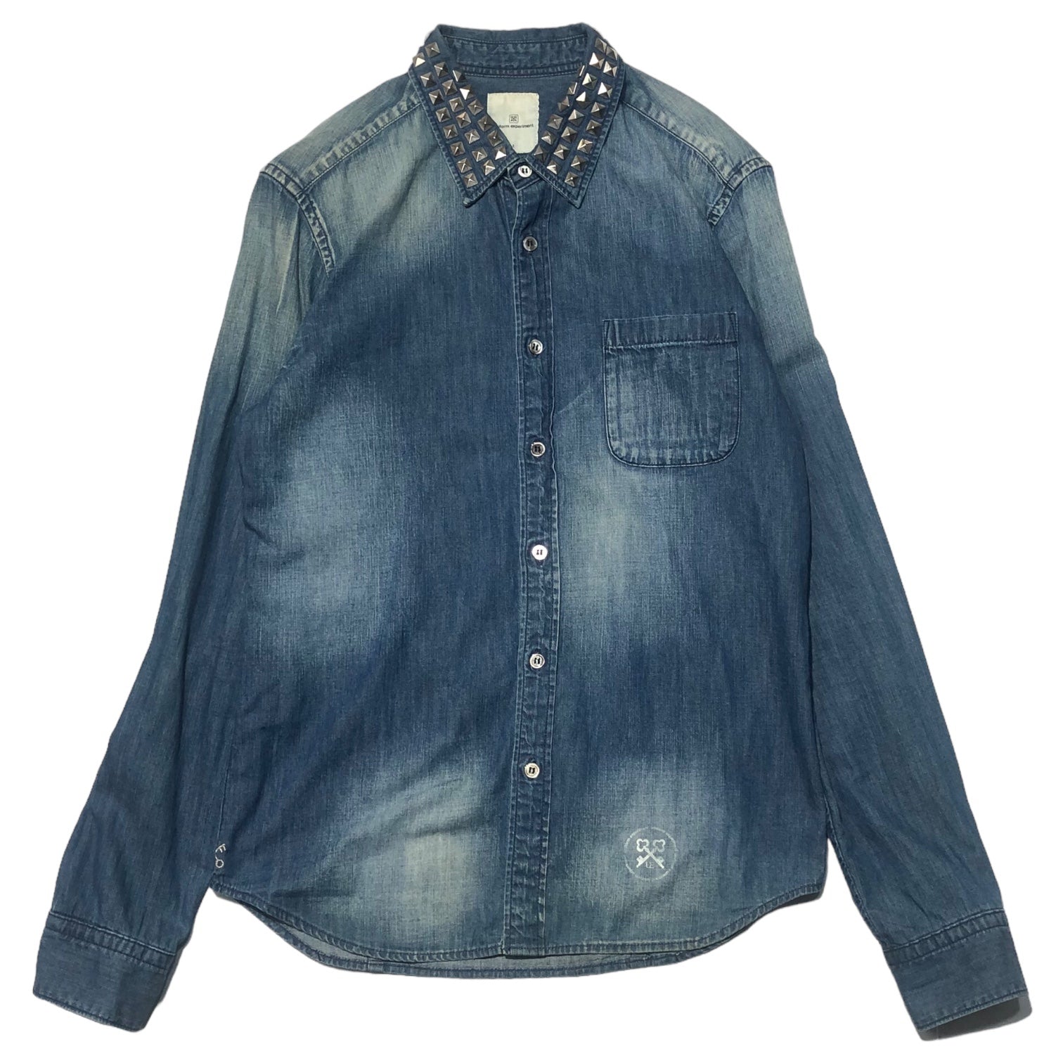 uniform experiment(ユニフォームエクスペリメント) 12SS studded denim shirt スタッズ デニム シャツ UE-123023 2(M) ライトインディゴ