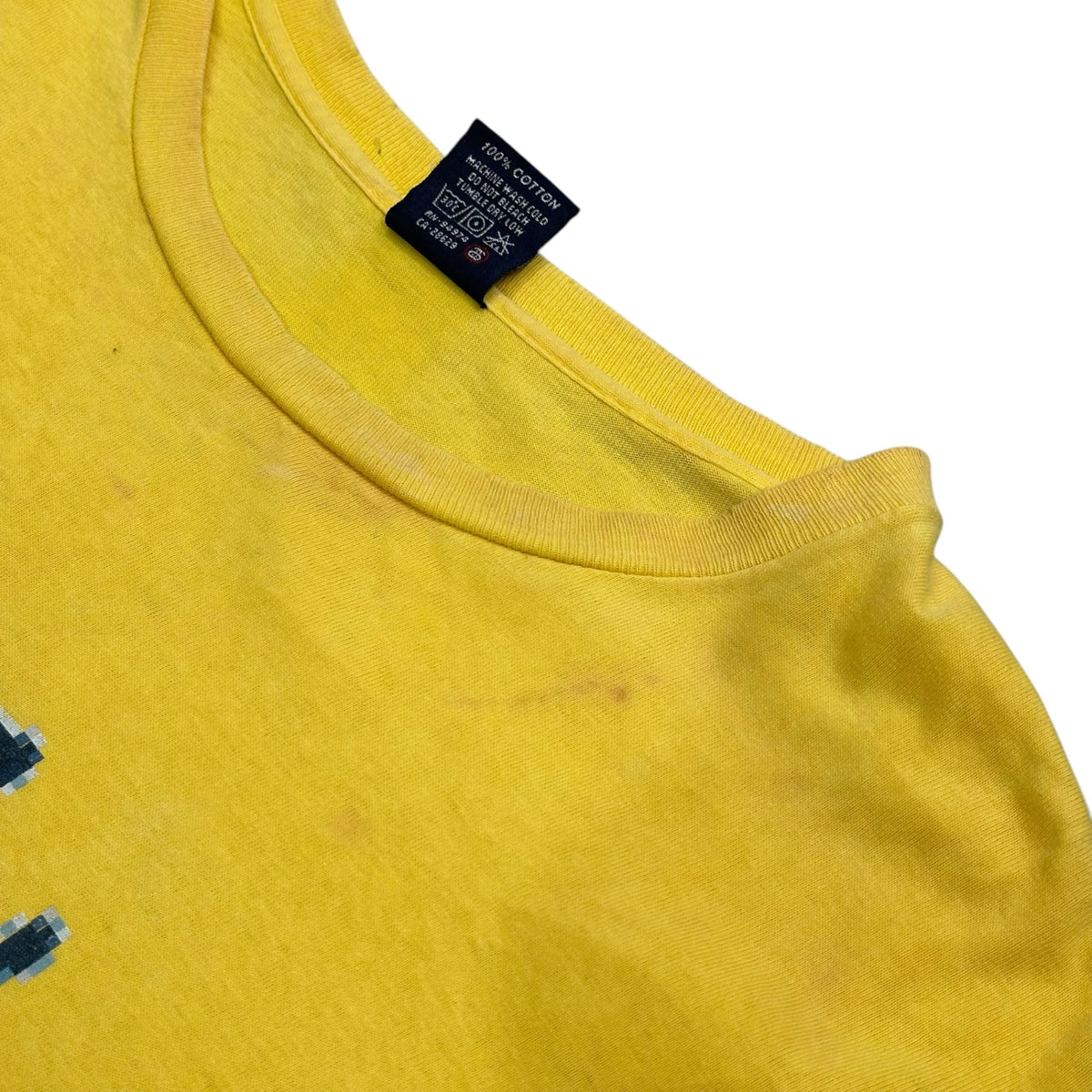 STUSSY(ステューシー) 1990's Pixel-Logo Crewneck S/S T-Shirt 90年代 ピクセル ロゴ クルーネック S/S Tシャツ L イエロー×ブルー 90s オールド OLD STUSSY ヴィンテージ シングルステッチ 紺タグ