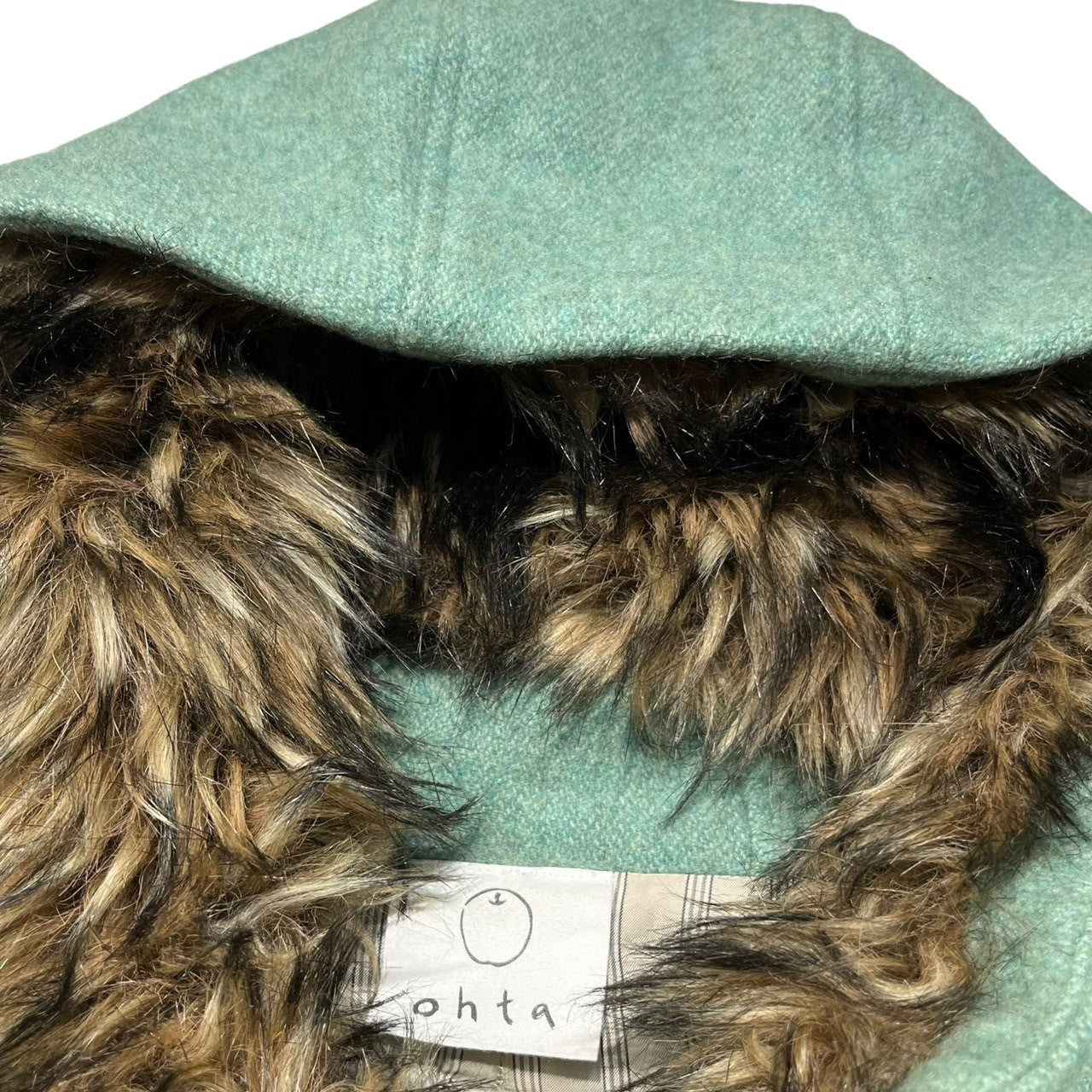 ohta(オオタ) フェイクファー装飾フーデッドコート SIZE MS グリーン×ブラウン