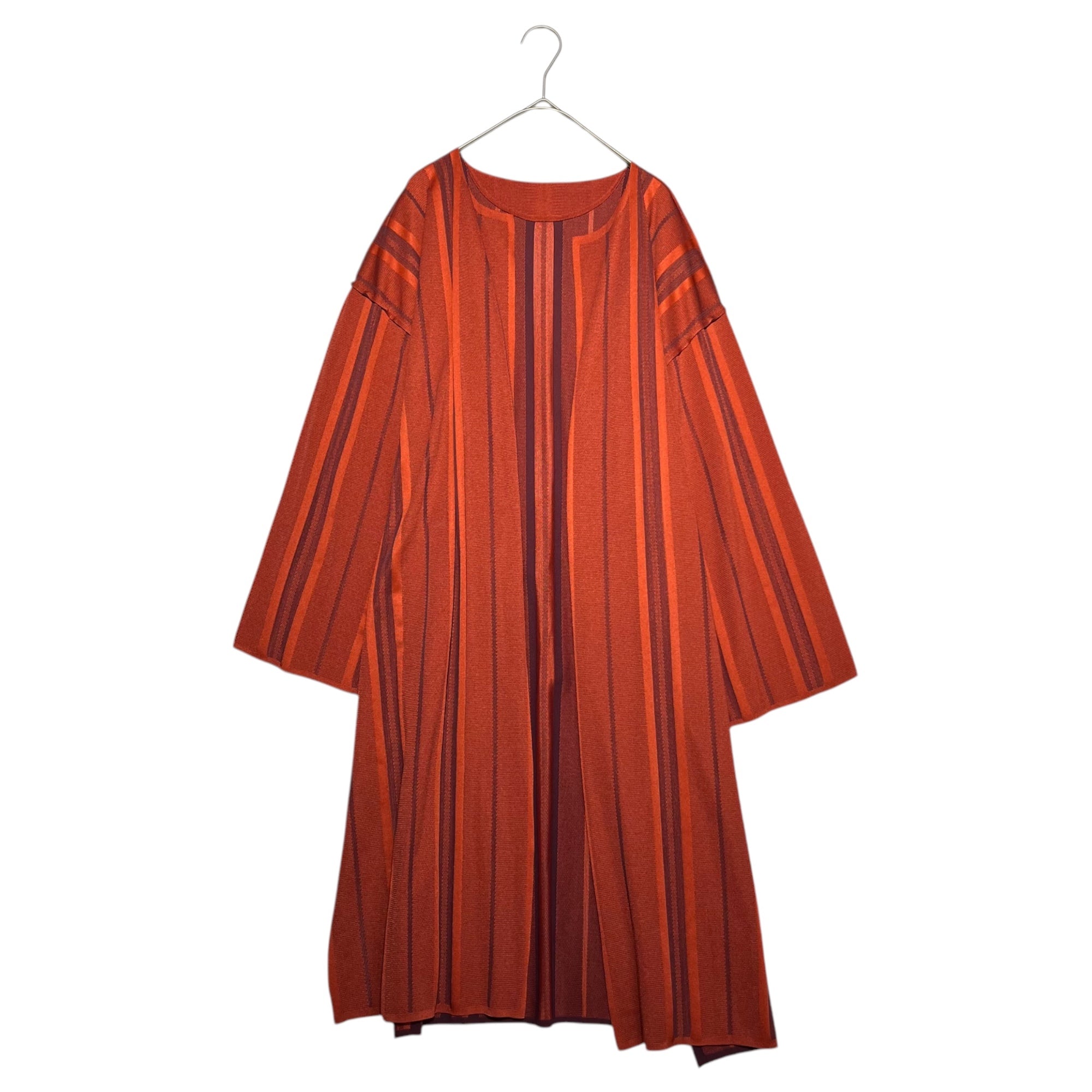 A-POC INSIDE PLEATS PLEASE ISSEY MIYAKE(エイポック インサイド プリーツプリーズ イッセイミヤケ) Thick stripe buttonless waist button cardigan wide pants setup 太ストライプ ボタンレス ウエストボタン カーディガン ワイドパンツ セットアップ TOP:PP93LA952 BOTTOM:PP93LF953 3(L程度) オレンジ