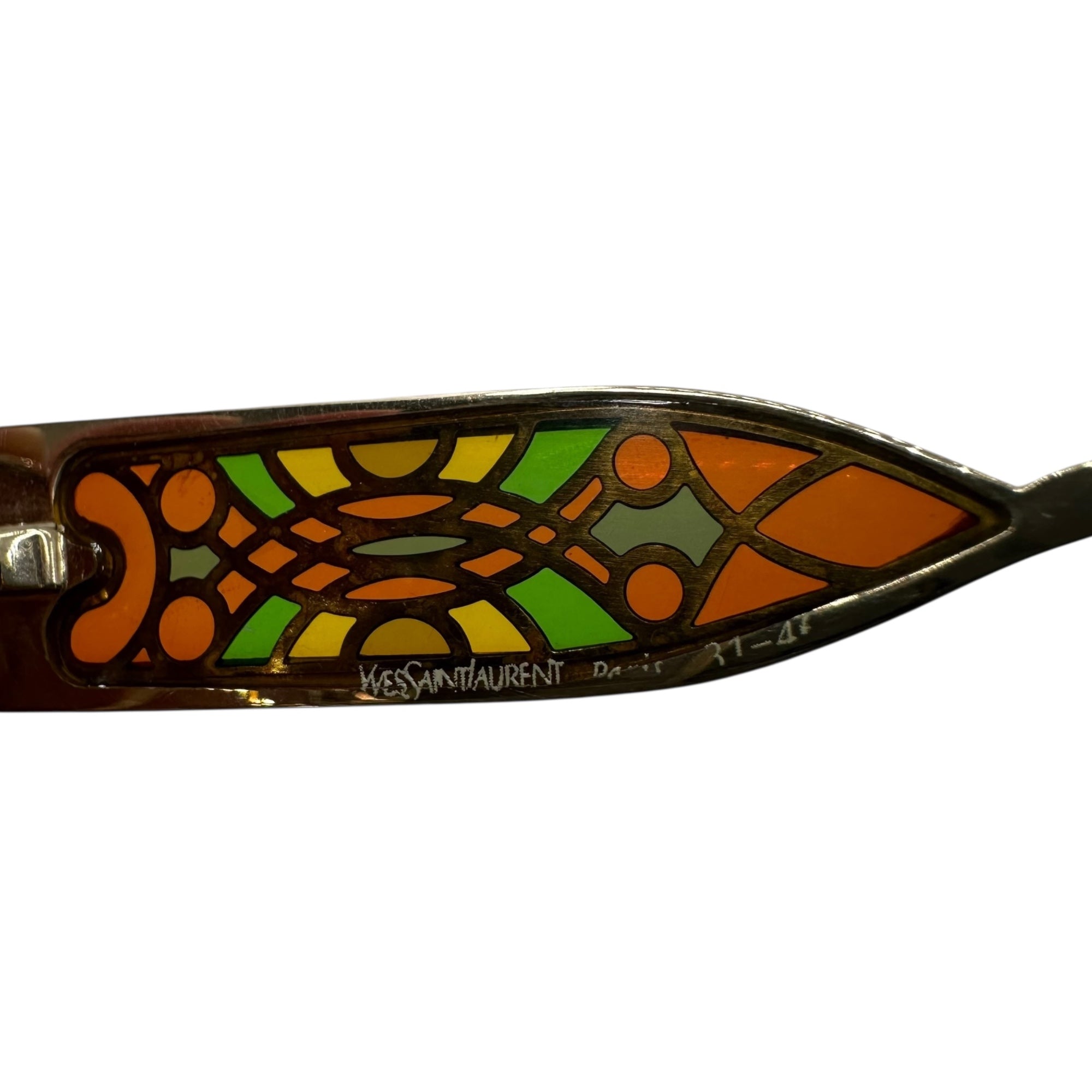 YVES SAINT LAURENT(イヴサンローラン) 80's Stained Glass Design Butterfly Sunglasses ステンドグラス デザイン バタフライ サングラス - シルバー×ブラウン 推定80年代 ヴィンテージ メガネ 眼鏡