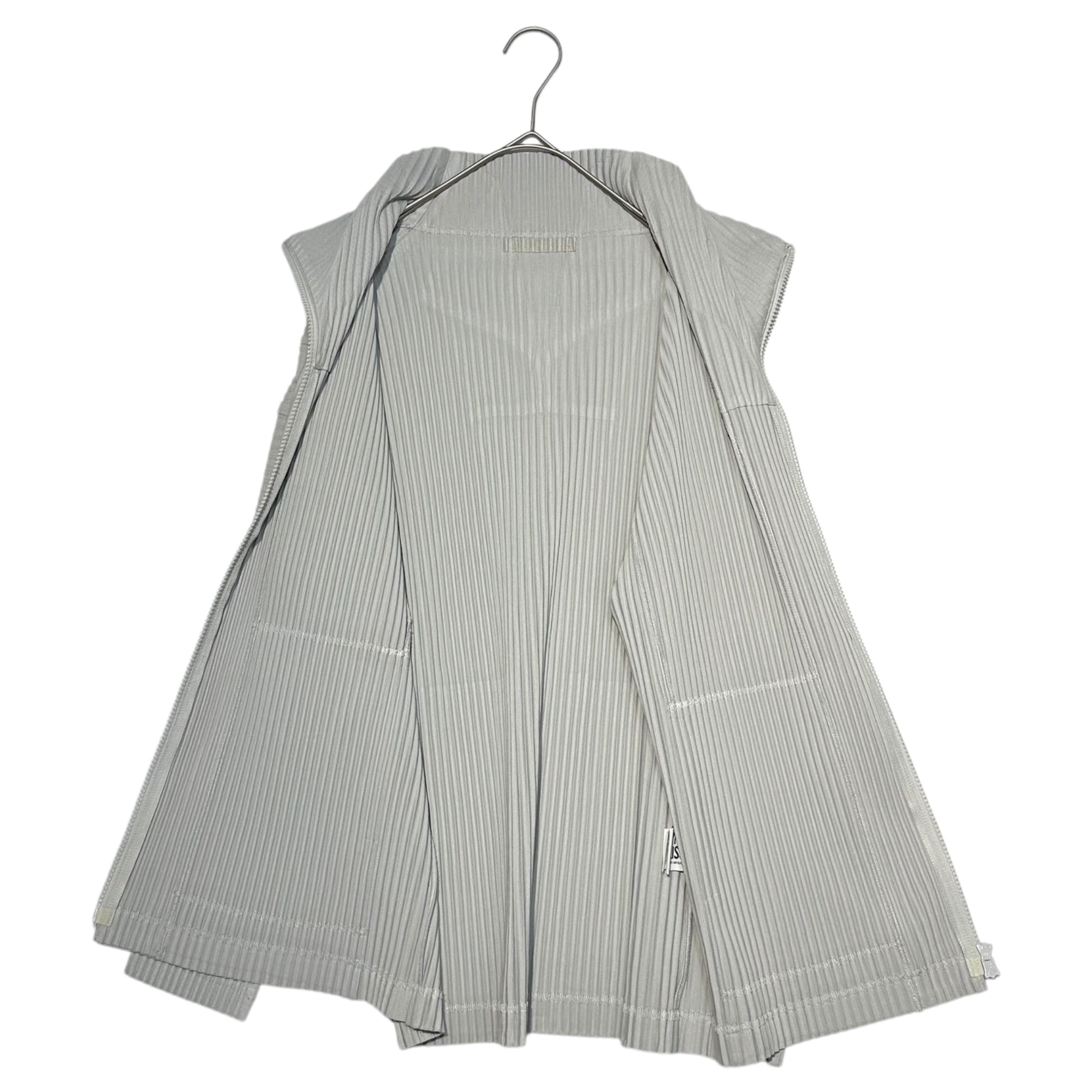 HOMME PLISSE ISSEY MIYAKE(オムプリッセイッセイミヤケ) Stand Collar Zip Up Pleated Shirt Jacket スタンドカラー ジップアップ プリーツ シャツ ジャケット HP55JL140 2(M程度) グレー