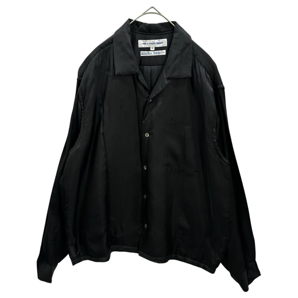 COMME des GARCONS SHIRT(コムデギャルソンシャツ) 1990's Vintage Padded Rayon Open-Collar Shirt ヴィンテージ 中綿 レーヨン オープン カラー シャツ M ブラック 90s アーカイブ