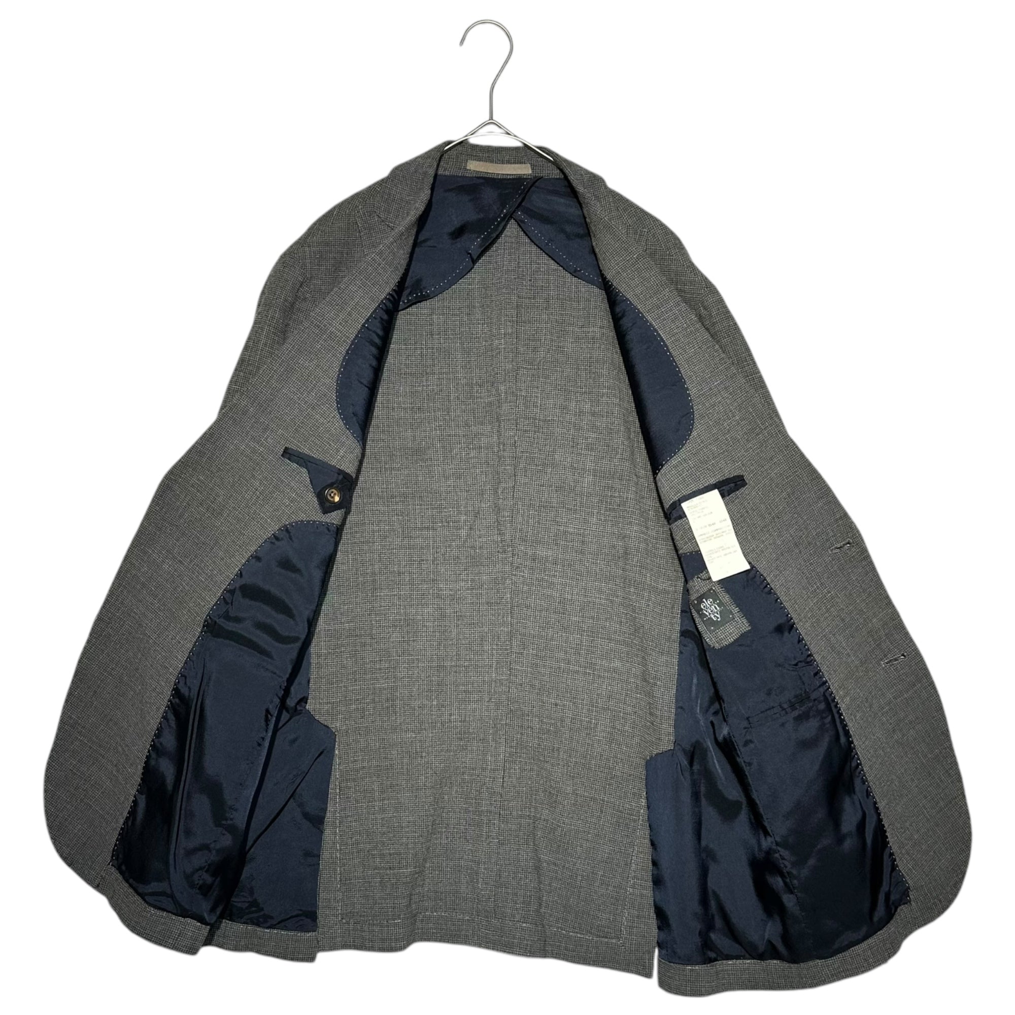 eleventy(イレブンティ) Wool Mix check 2B tailored jacket ウール混 チェック 2B テーラードジャケット 50(XL程度) グレー スーツ ドレス