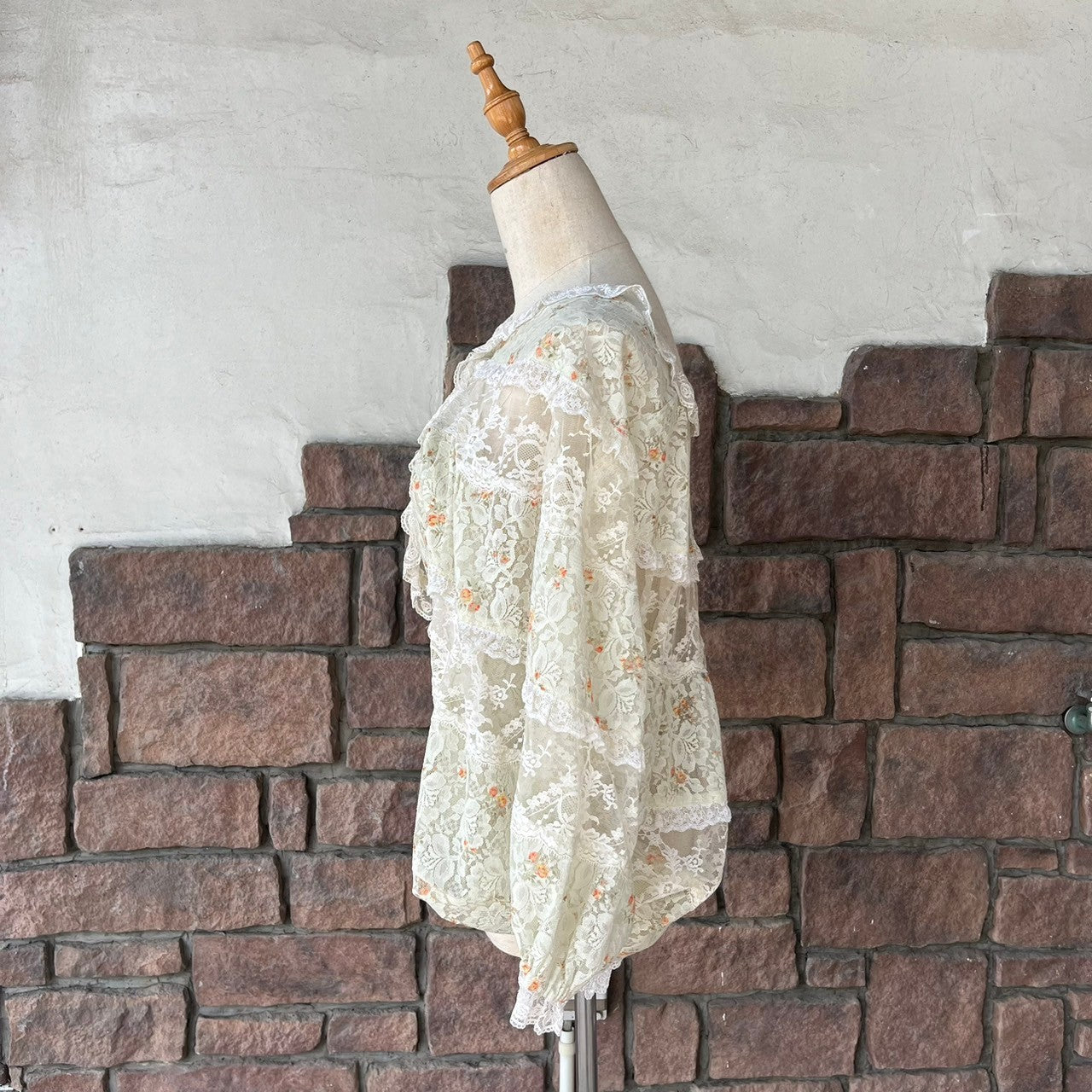 VINTAGE(ヴィンテージ) 80~90's flower print all lace blouse フラワープリント 総レース ブラウス SIZE FREE アイボリー