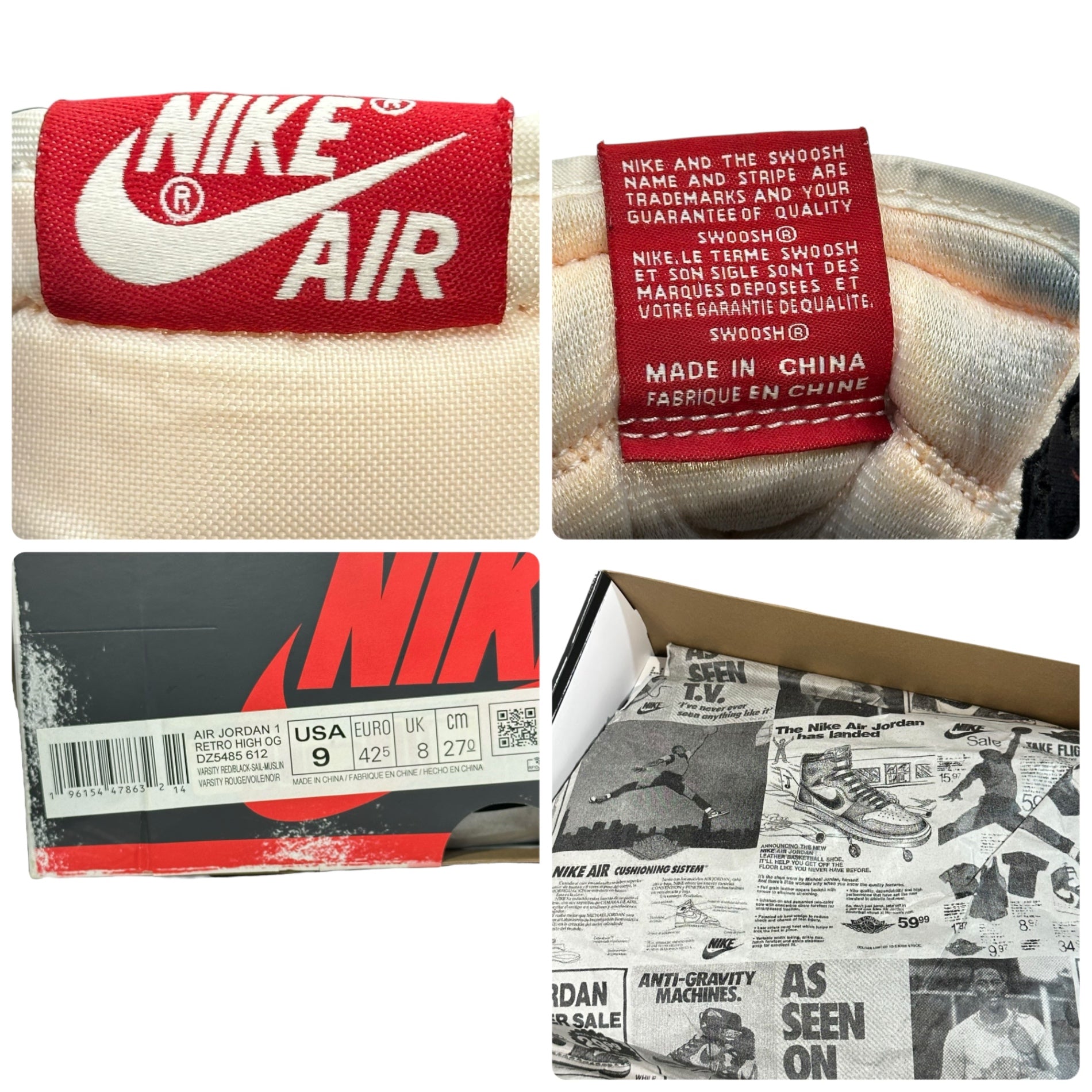 NIKE(ナイキ) AIR JORDAN 1 RETRO HIGH OG エアジョーダン1 レトロ DZ5485-612 27.0cm ホワイト×レッド