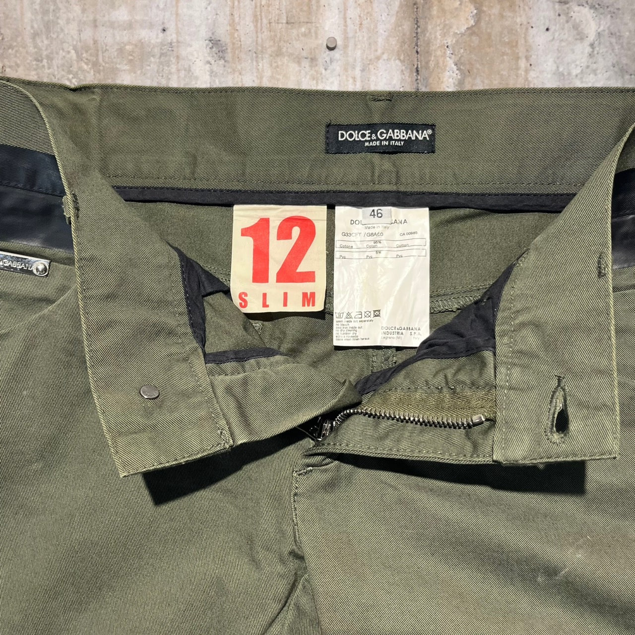 Dolce & Gabbana(ドルチェ&ガッバーナ) 90'sラインテープ加工パンツ 46 カーキ