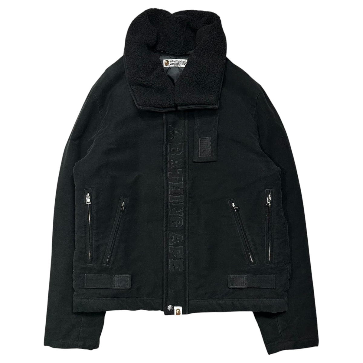 A BATHING APE(アベイシングエイプ) Shearling collar flight jacket 襟ボア フライト ジャケット L ブラック