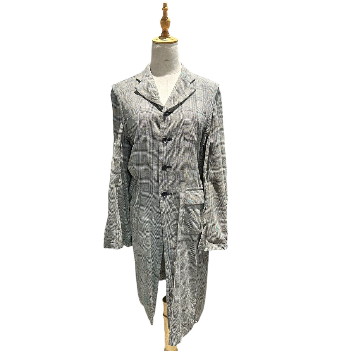 robe de chambre COMME des GARCONS(ローブドシャンブルコムデギャルソン) 1999SS Wool and Nylon Glen Check Half Coat ウール ナイロン グレンチェック ハーフ コート RJ-100040 FREE ブラック×アイボリー AD1998 90s アーカイブ