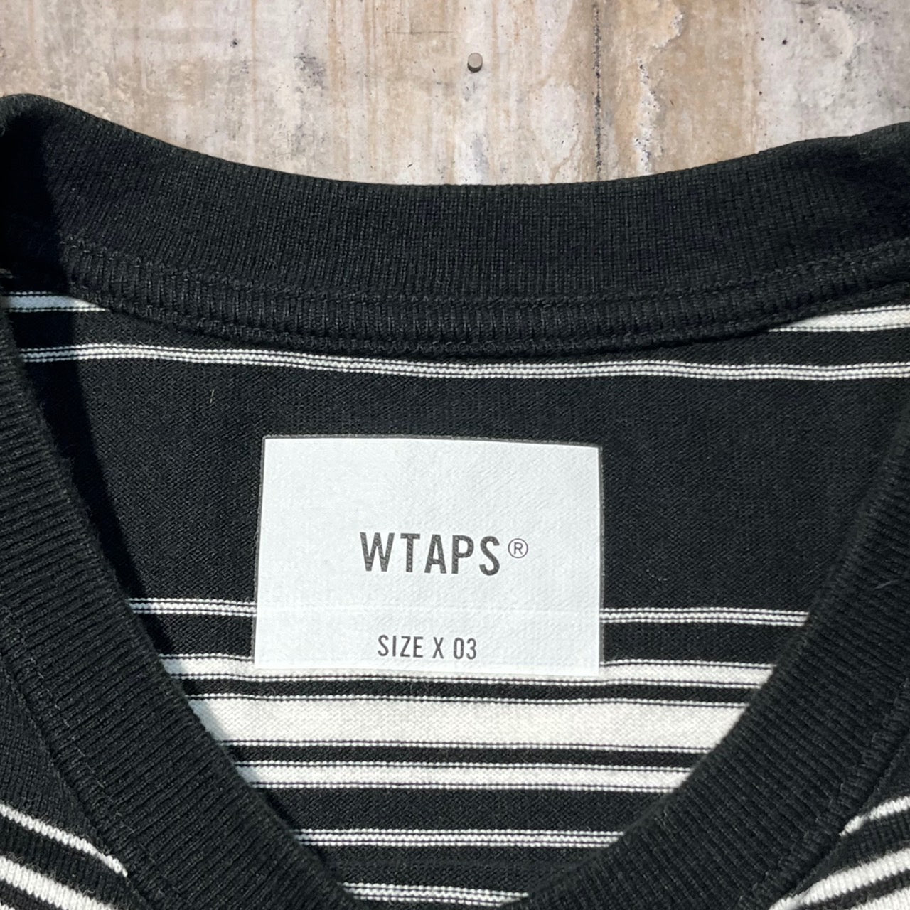 WTAPS(ダブルタップス) 22AW BDY 01 / LS / COTTON. TEXTILE/ボーダー長袖カットソー 222ATDT-CSM13 X03 ブラック