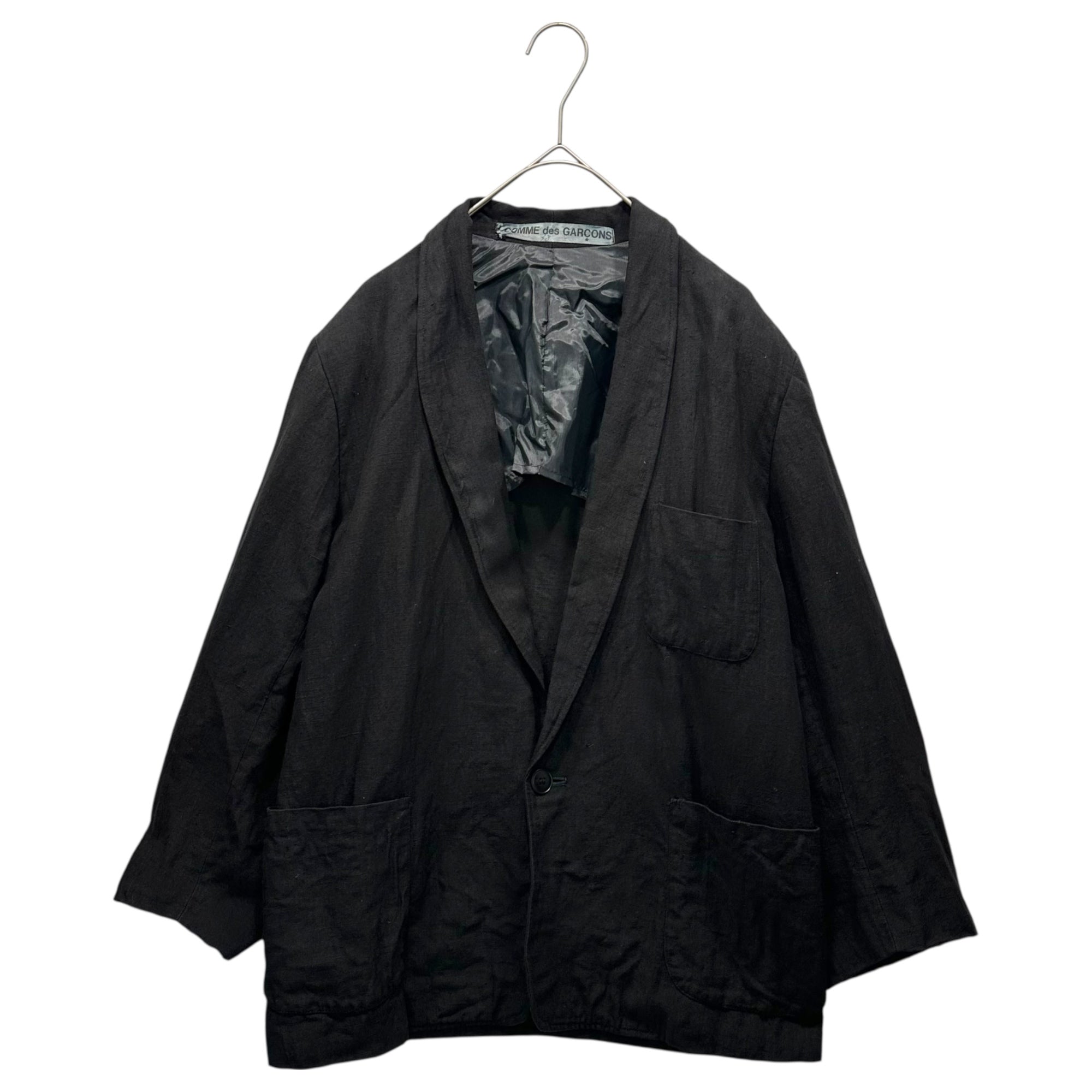 COMME des GARCONS(コムデギャルソン) 70's~80's Power Shoulder Linen 1B Tailored Jacket パワーショルダー リネン 1B テーラード ジャケット 表記無(M程度) ブラック 70年代~80年代 ヴィンテージ アーカイブ