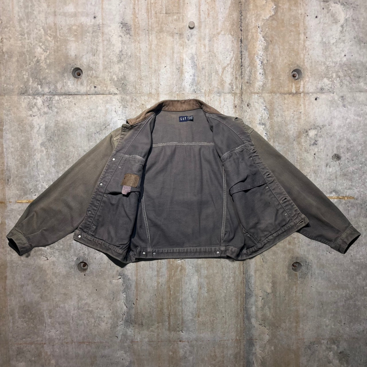 OLD GAP(オールドギャップ) 90's 襟レザートラッカージャケット S/M グレー