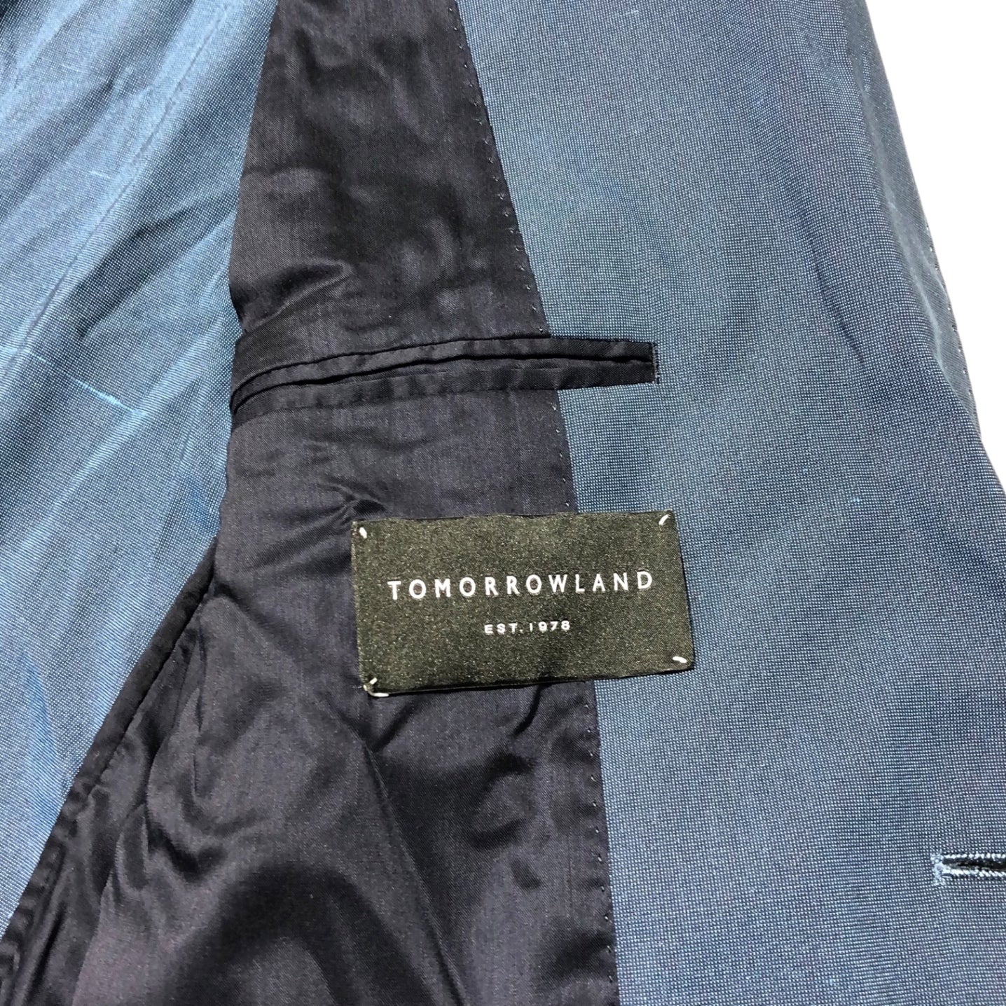 TOMORROWLAND(トゥモローランド) シルクテーラードジャケット 54-07-41-07305 48(L) ブルー 各所傷有