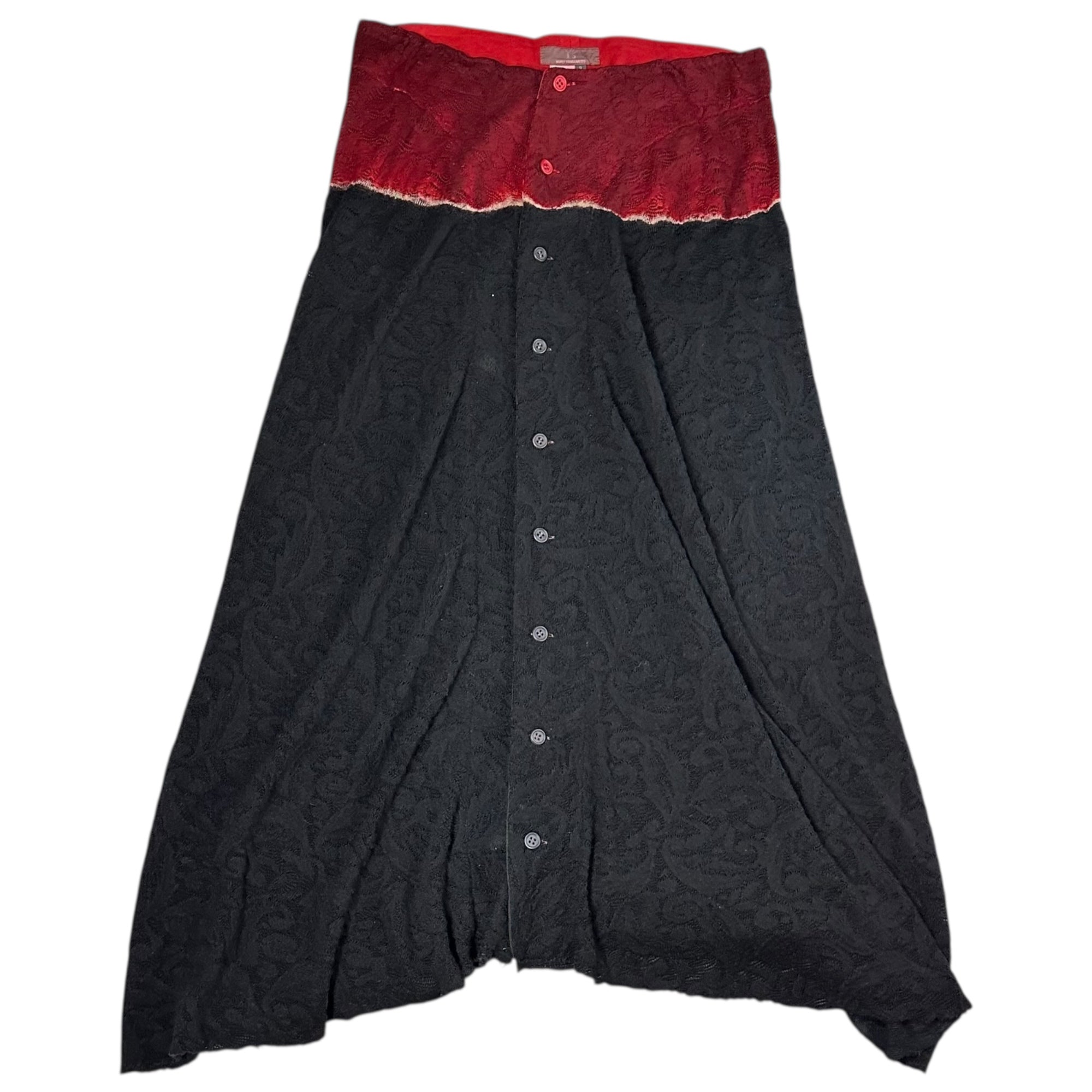 Y's(ワイズ) Front Button Bicolor Lace Long Skirt フロント ボタン バイカラー レース ロング スカート YU-S15-523 3(L程度) ブラック×レッド